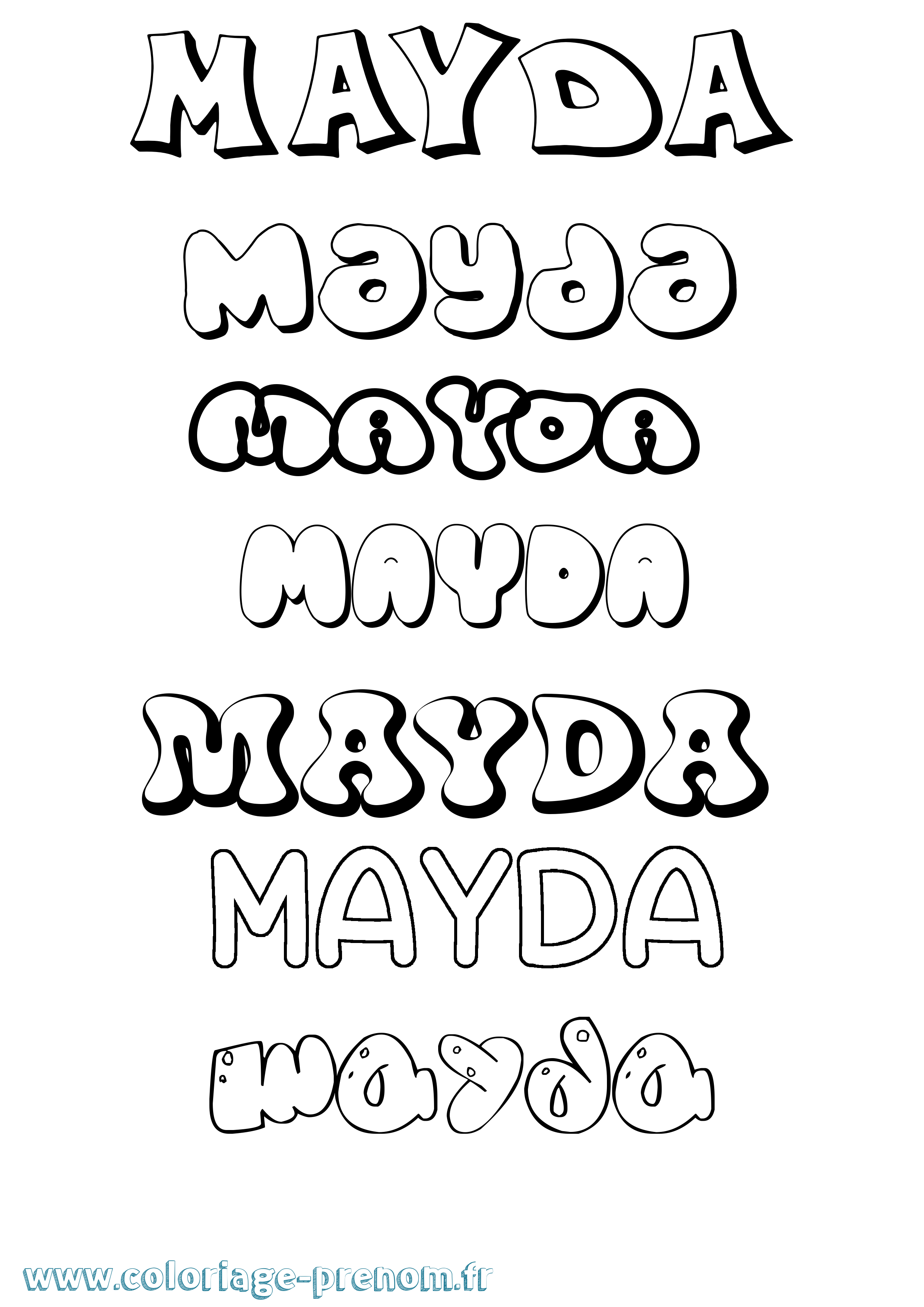 Coloriage prénom Mayda Bubble