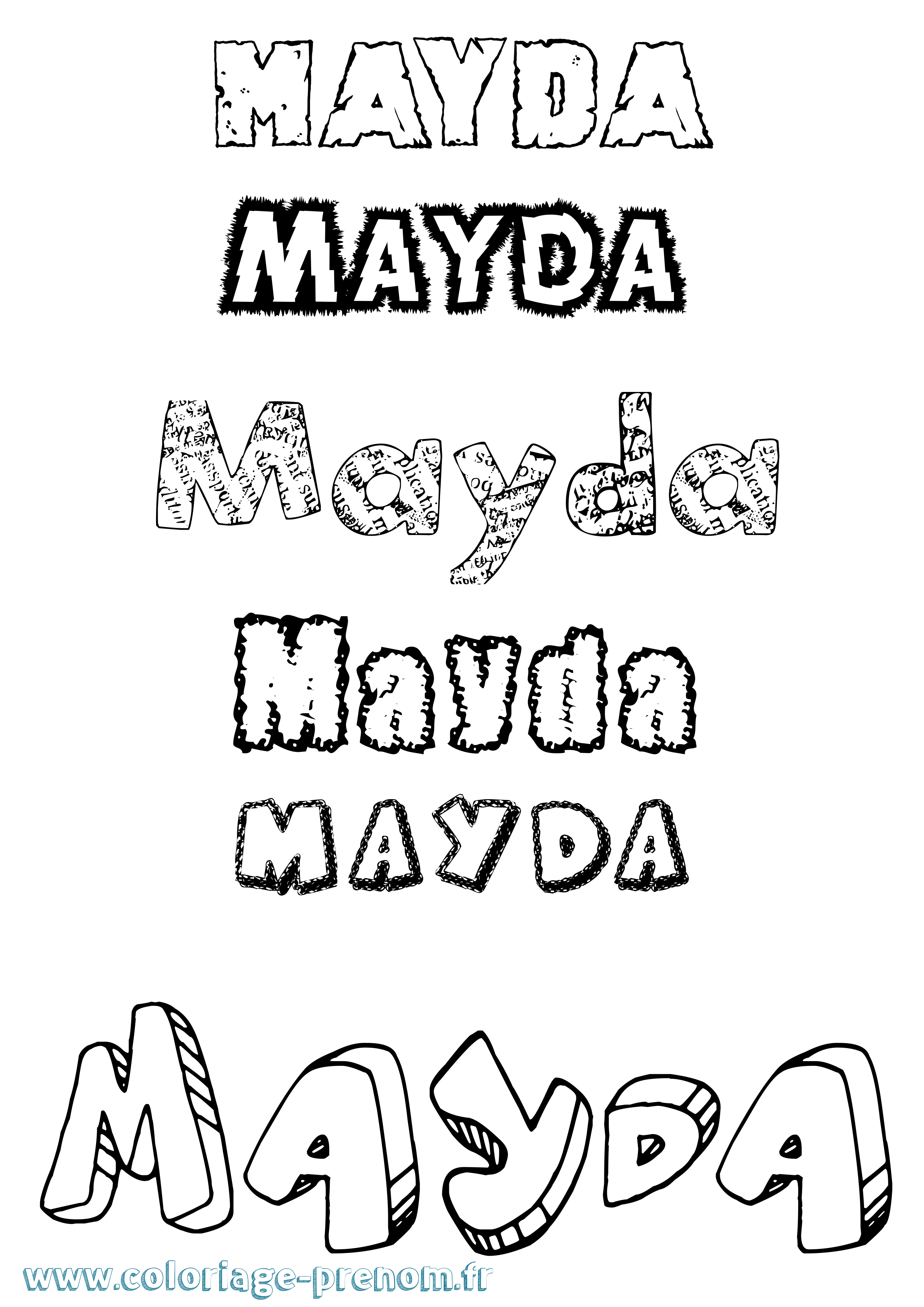Coloriage prénom Mayda Destructuré