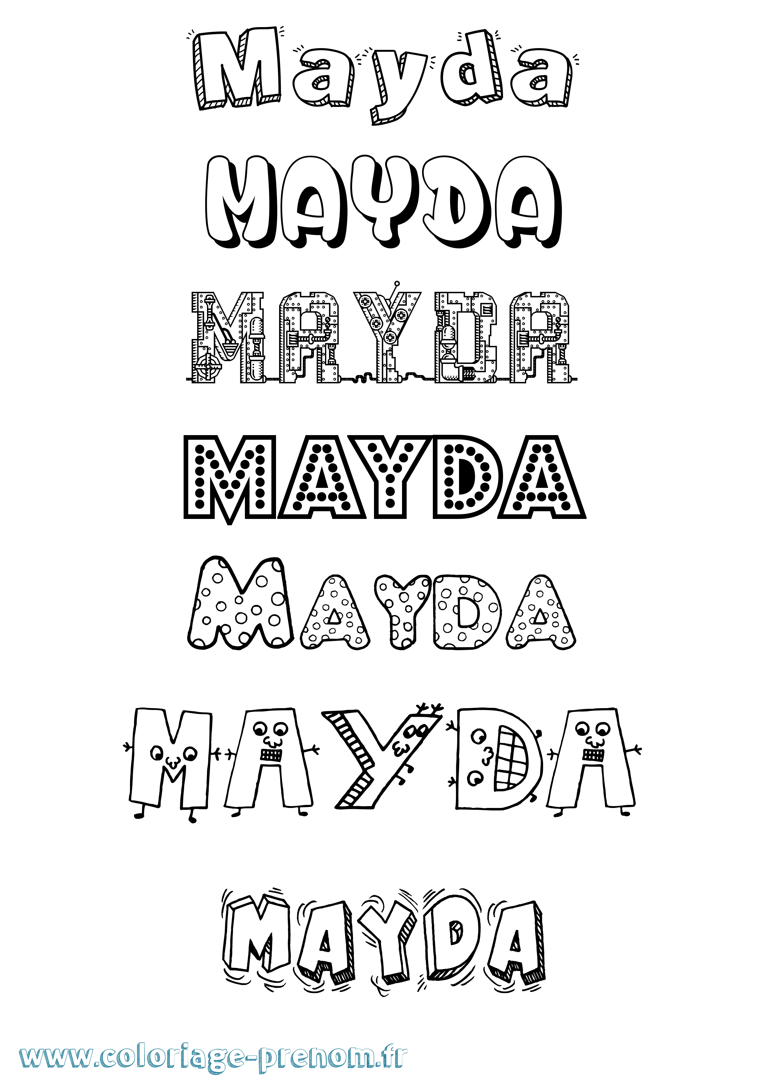 Coloriage prénom Mayda Fun