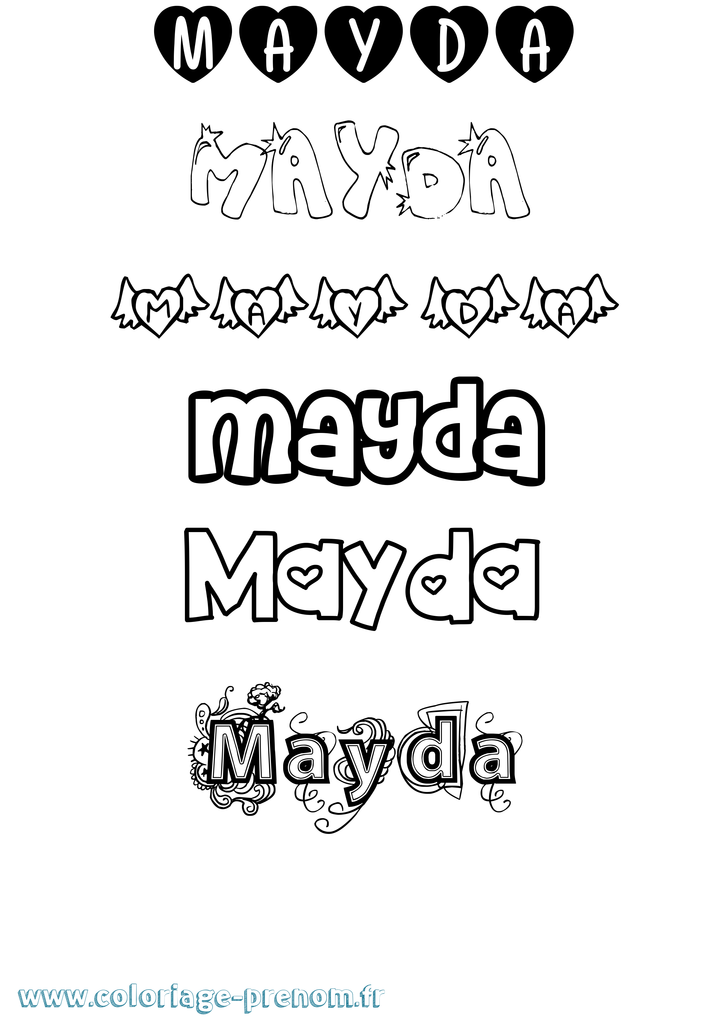 Coloriage prénom Mayda Girly
