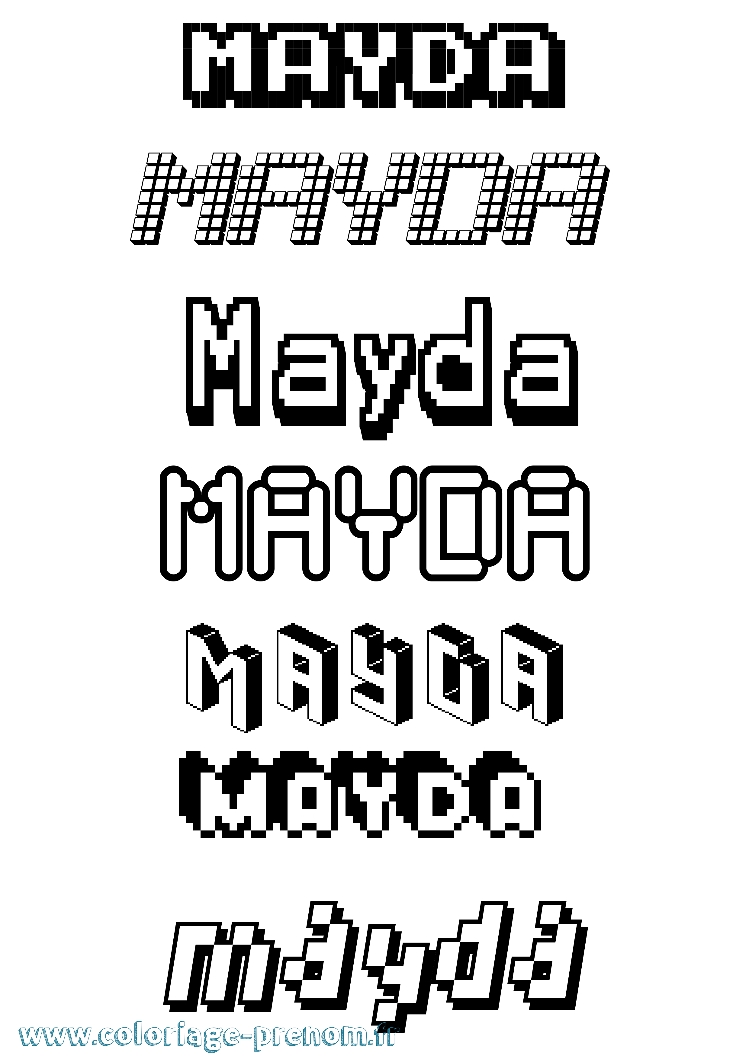 Coloriage prénom Mayda Pixel