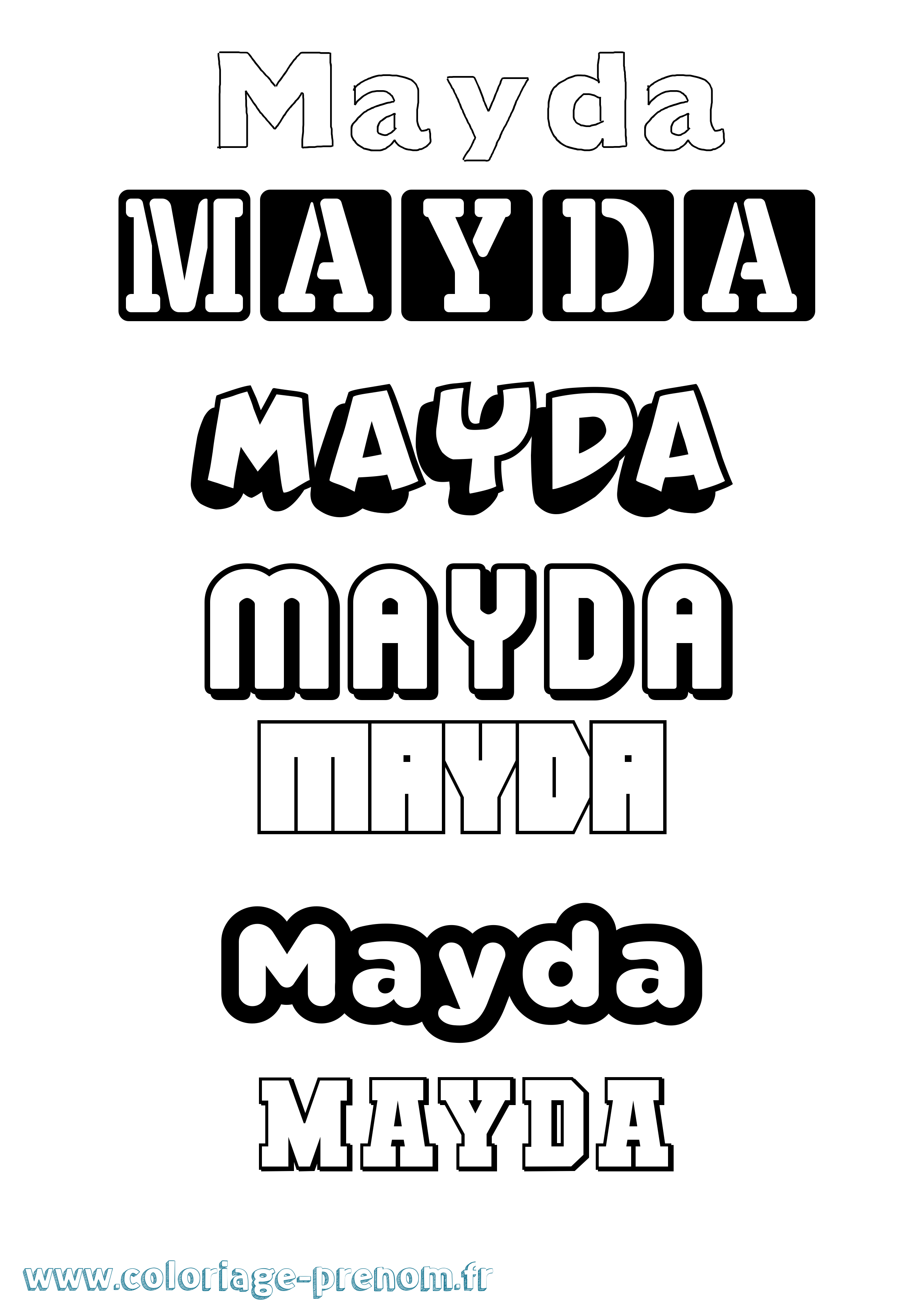 Coloriage prénom Mayda Simple