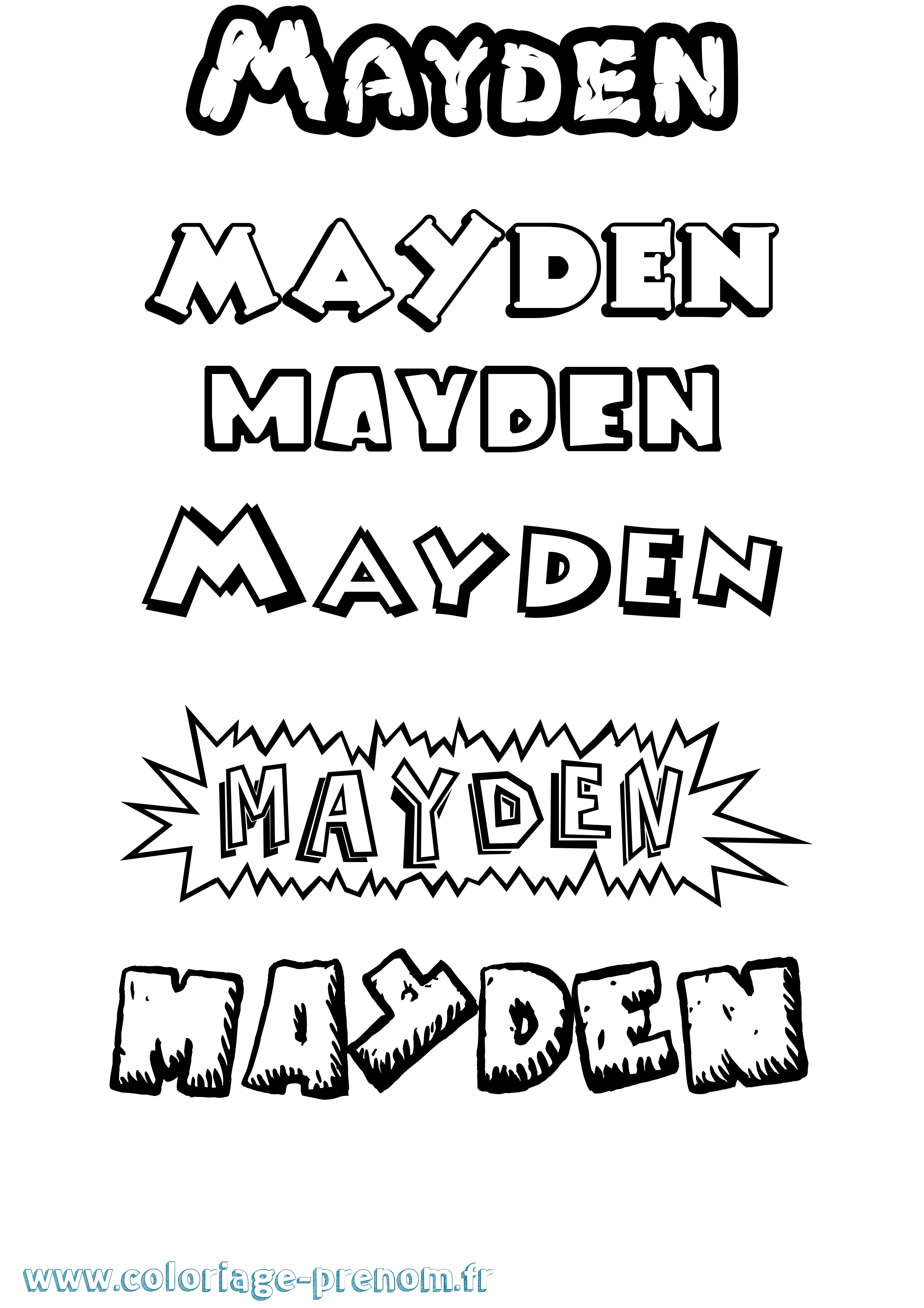 Coloriage prénom Mayden Dessin Animé
