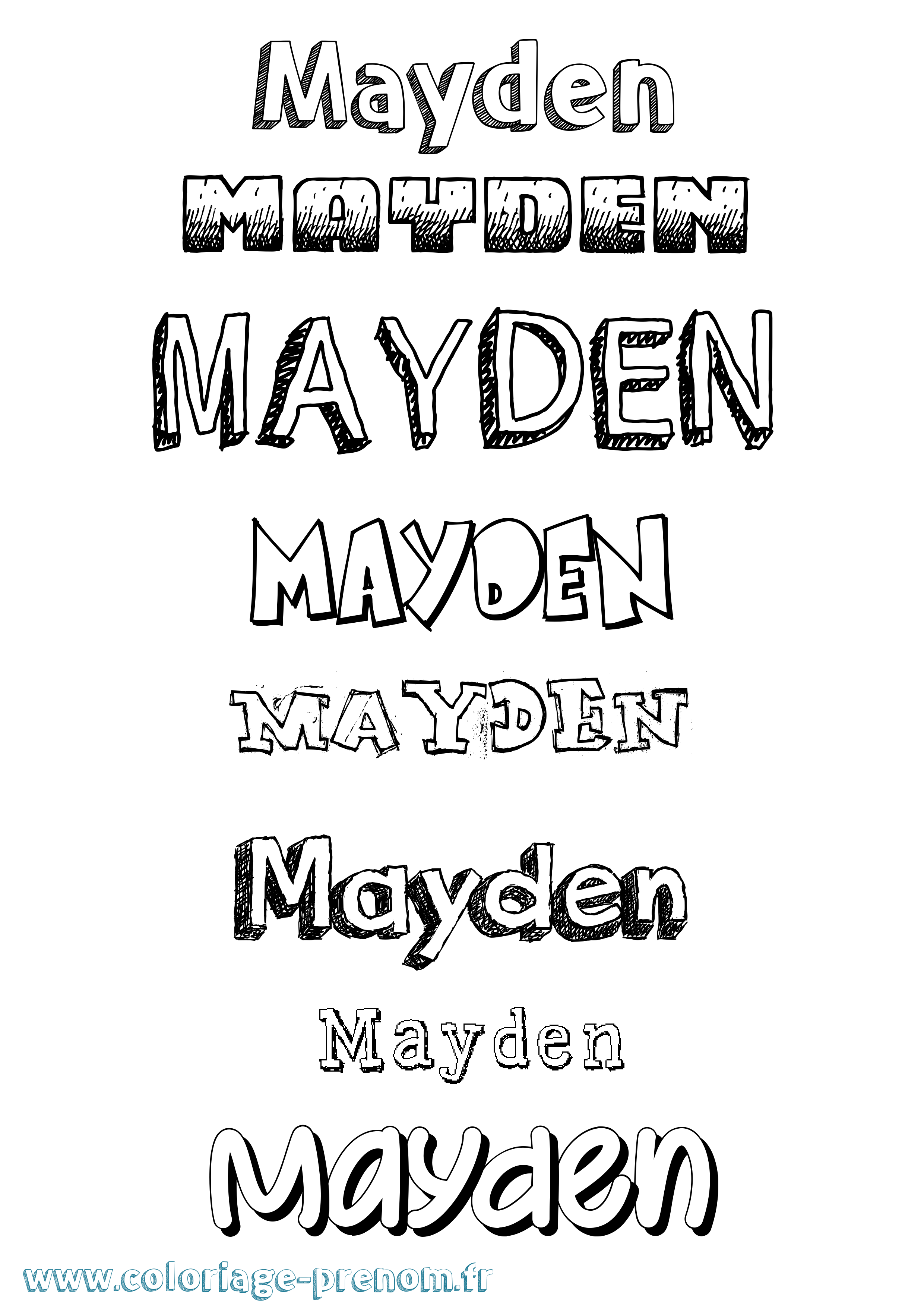 Coloriage prénom Mayden Dessiné