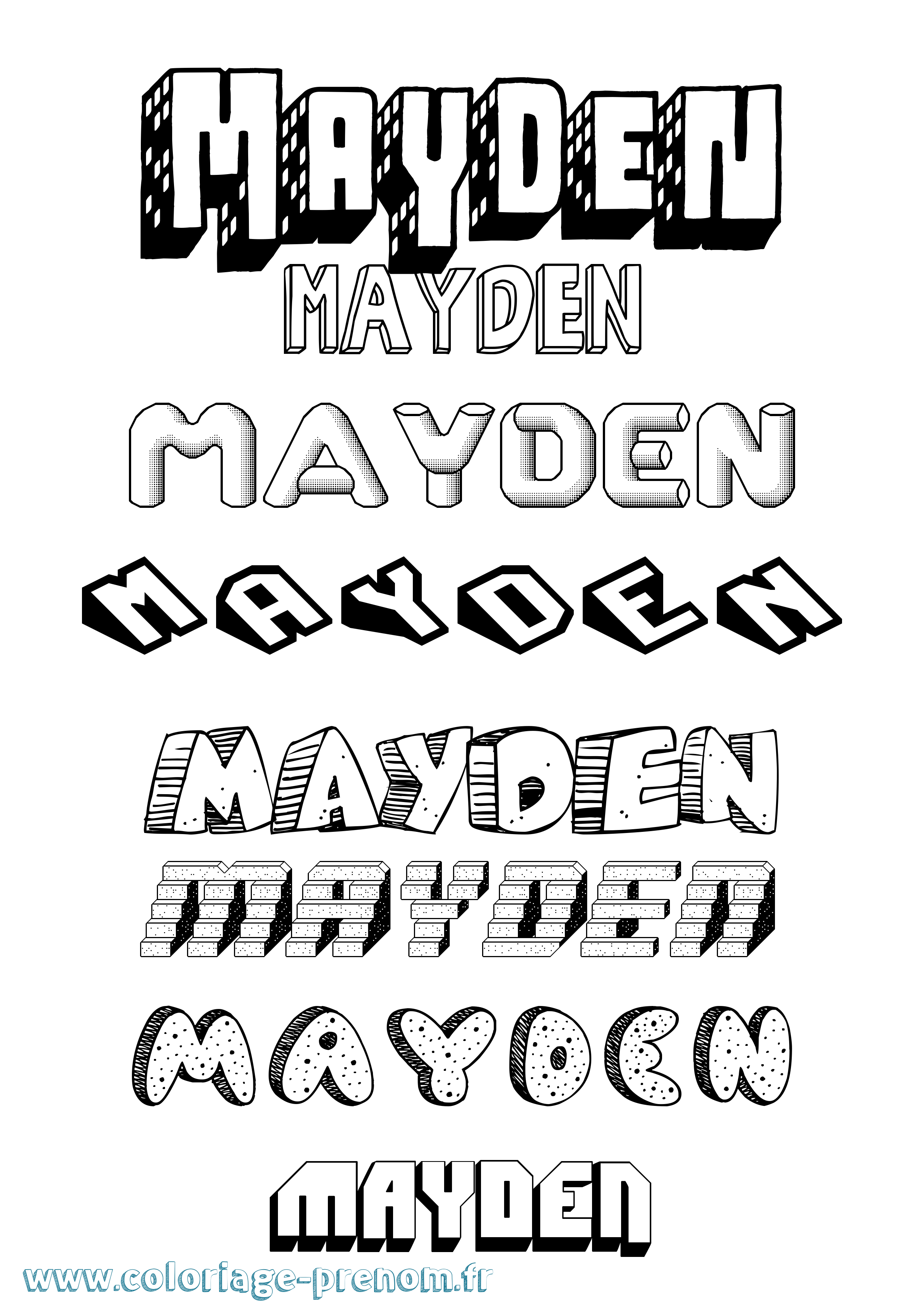 Coloriage prénom Mayden Effet 3D