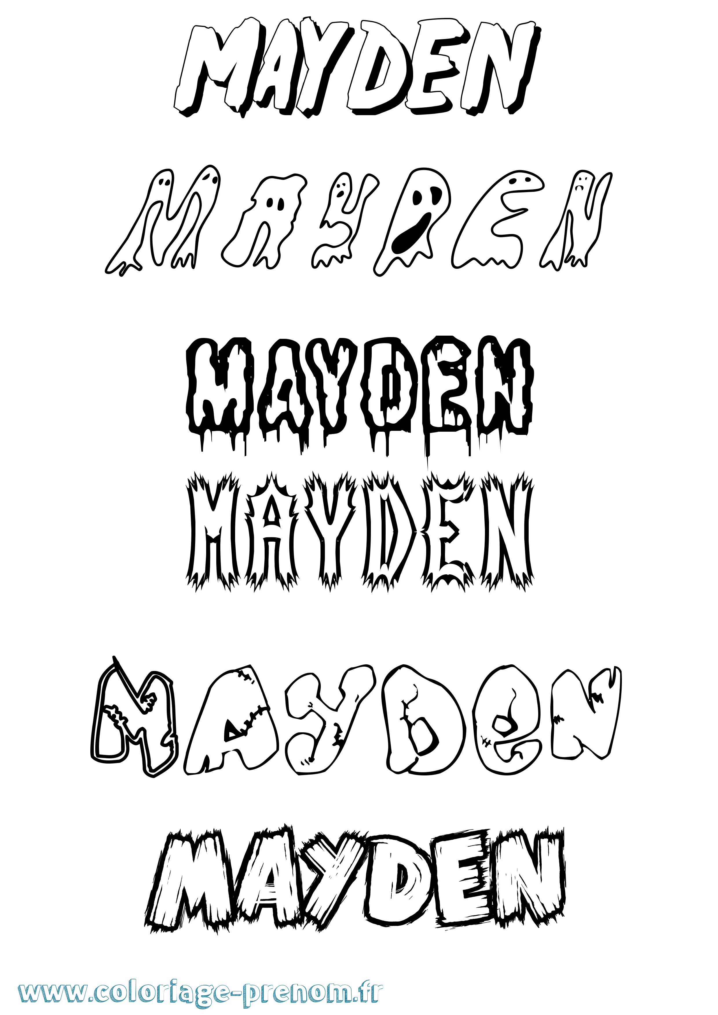 Coloriage prénom Mayden Frisson