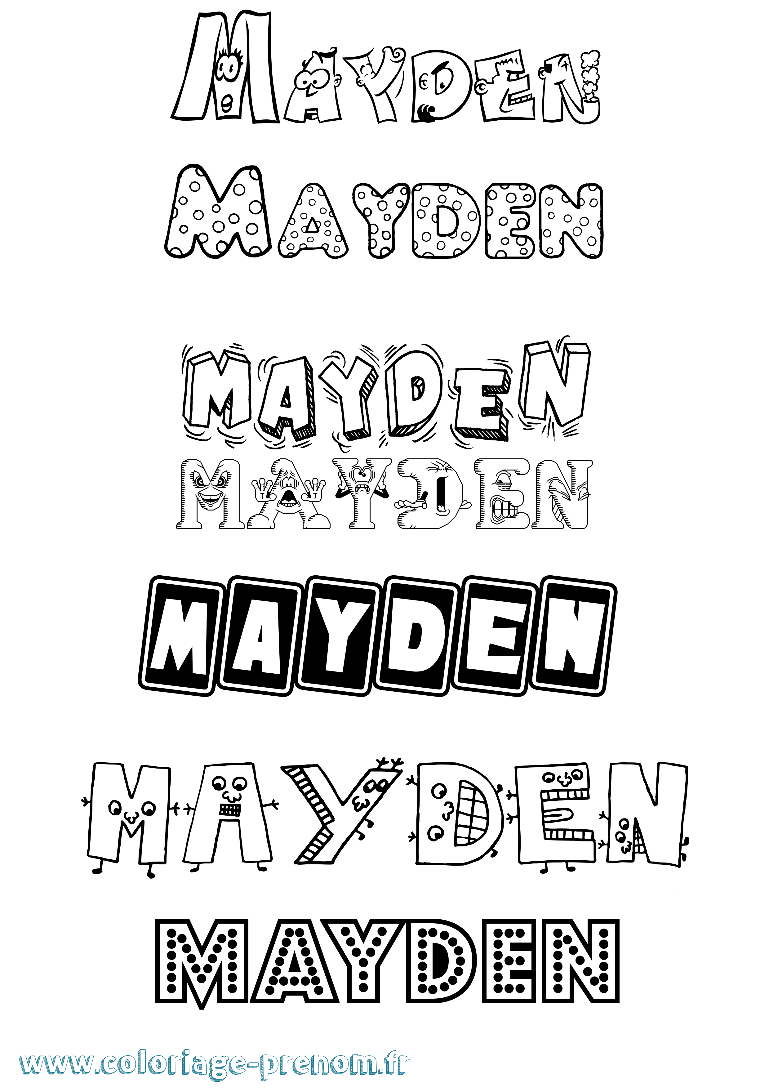 Coloriage prénom Mayden Fun