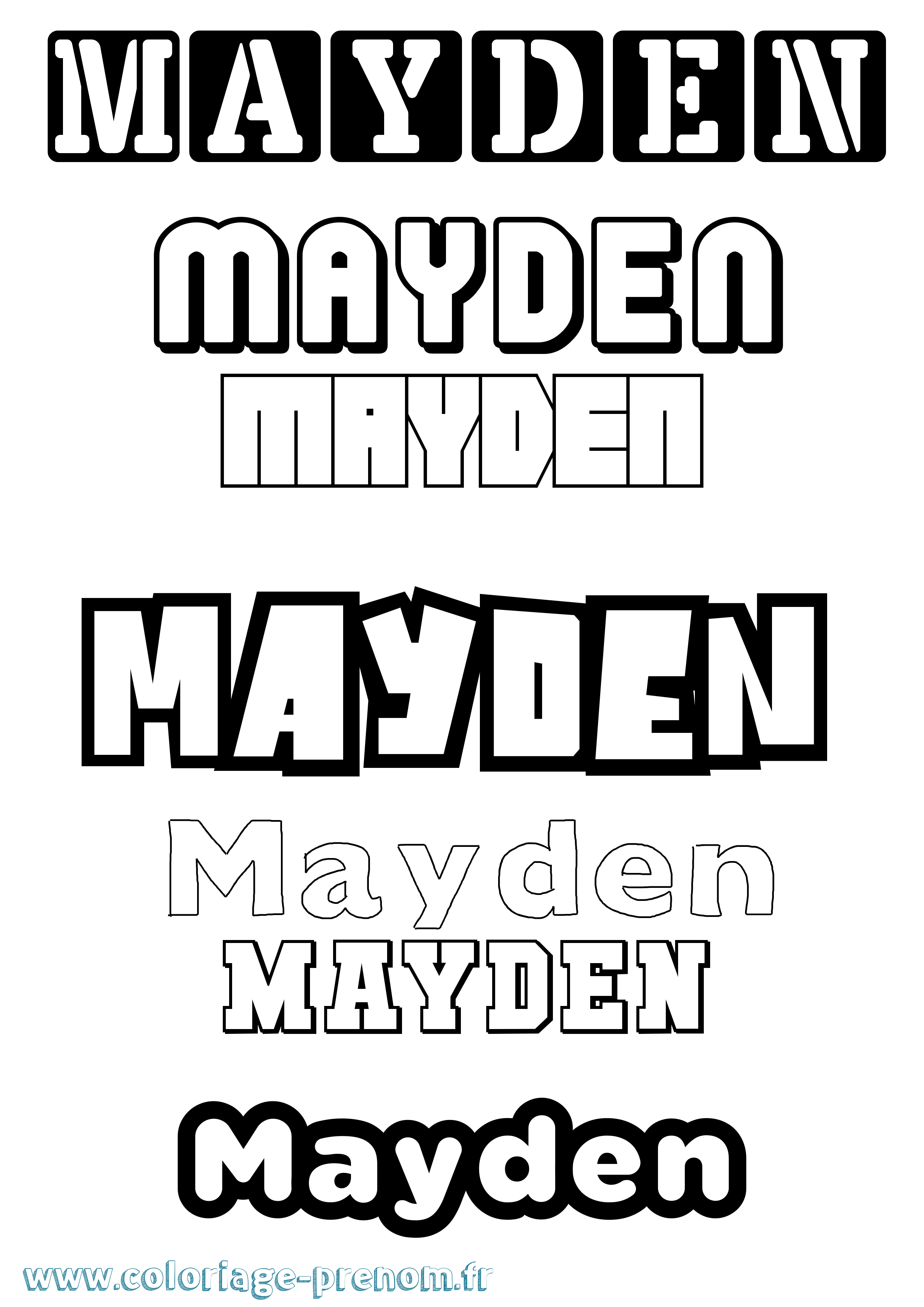 Coloriage prénom Mayden Simple