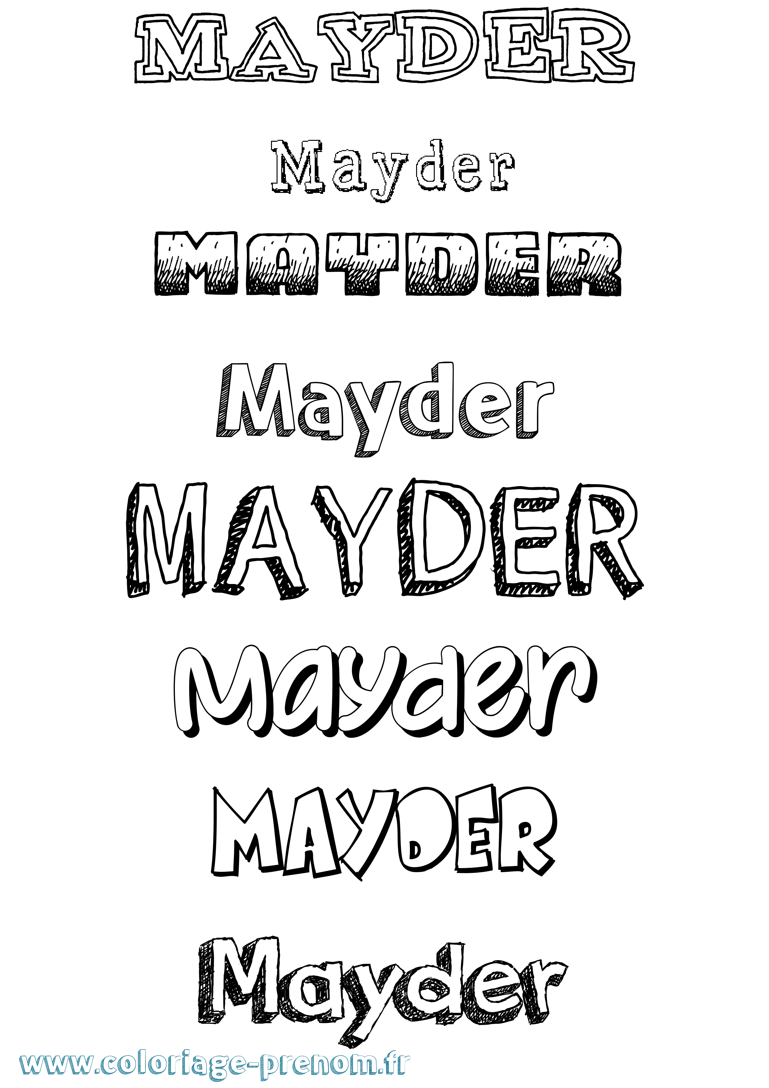 Coloriage prénom Mayder Dessiné