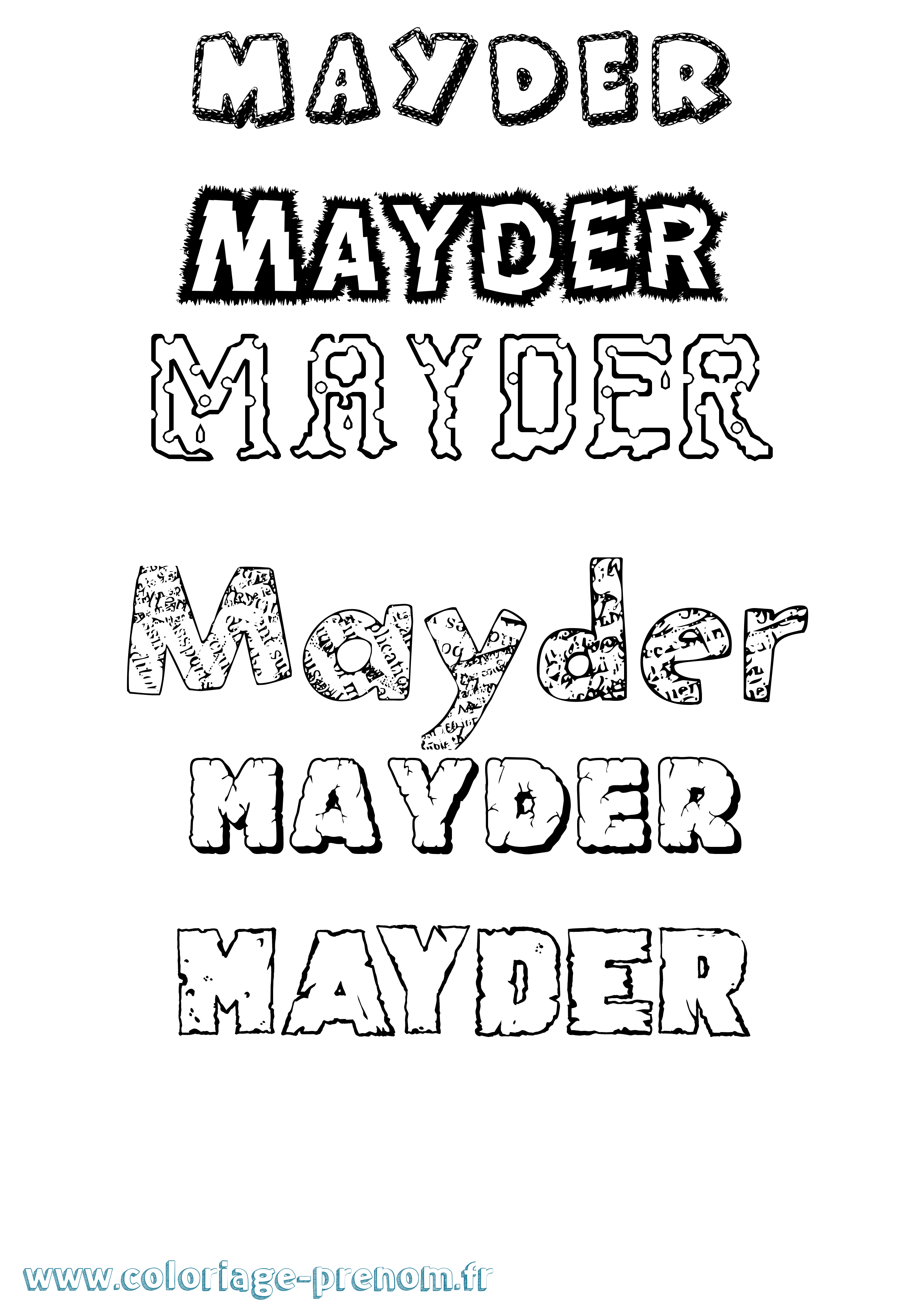 Coloriage prénom Mayder Destructuré