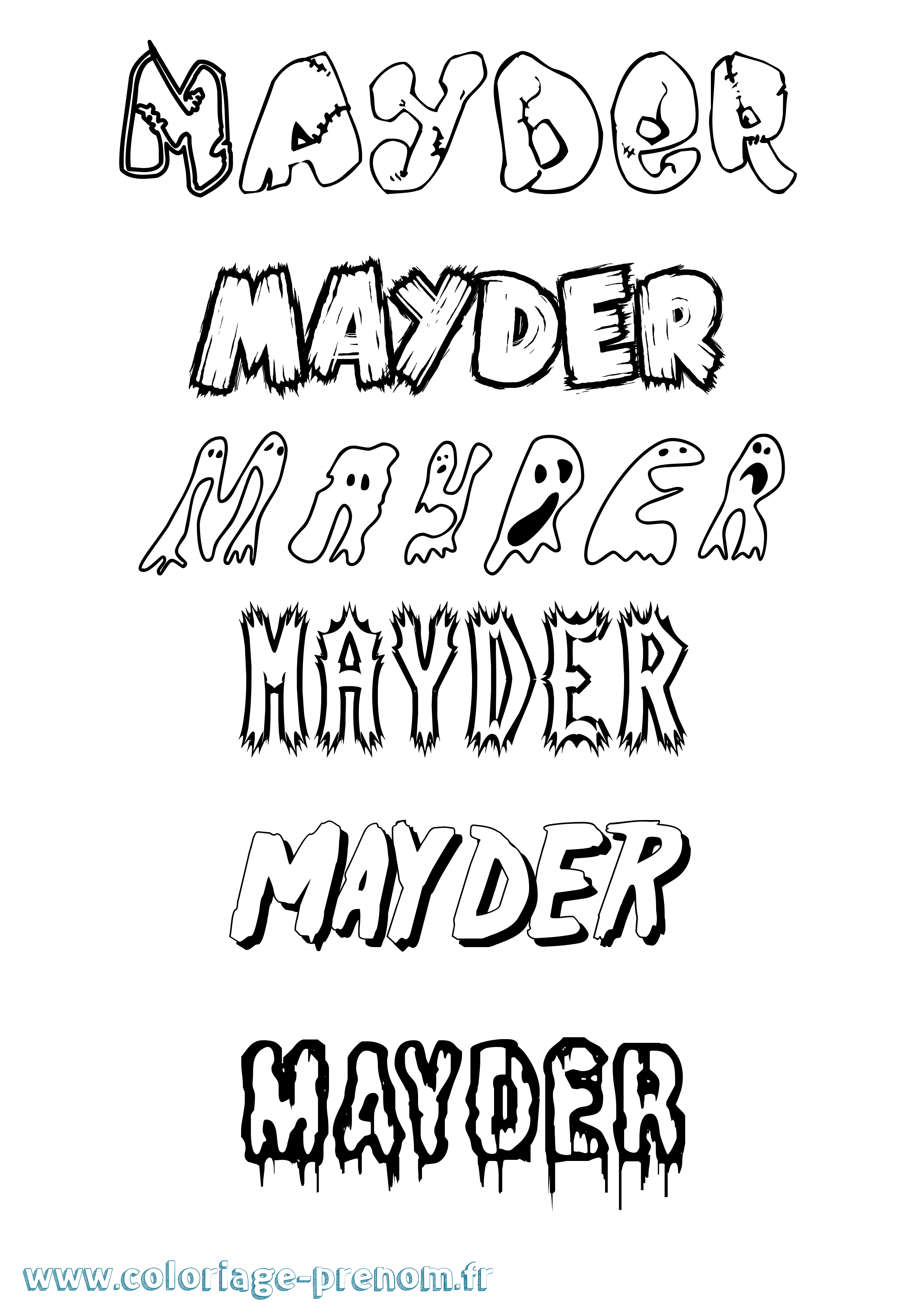 Coloriage prénom Mayder Frisson