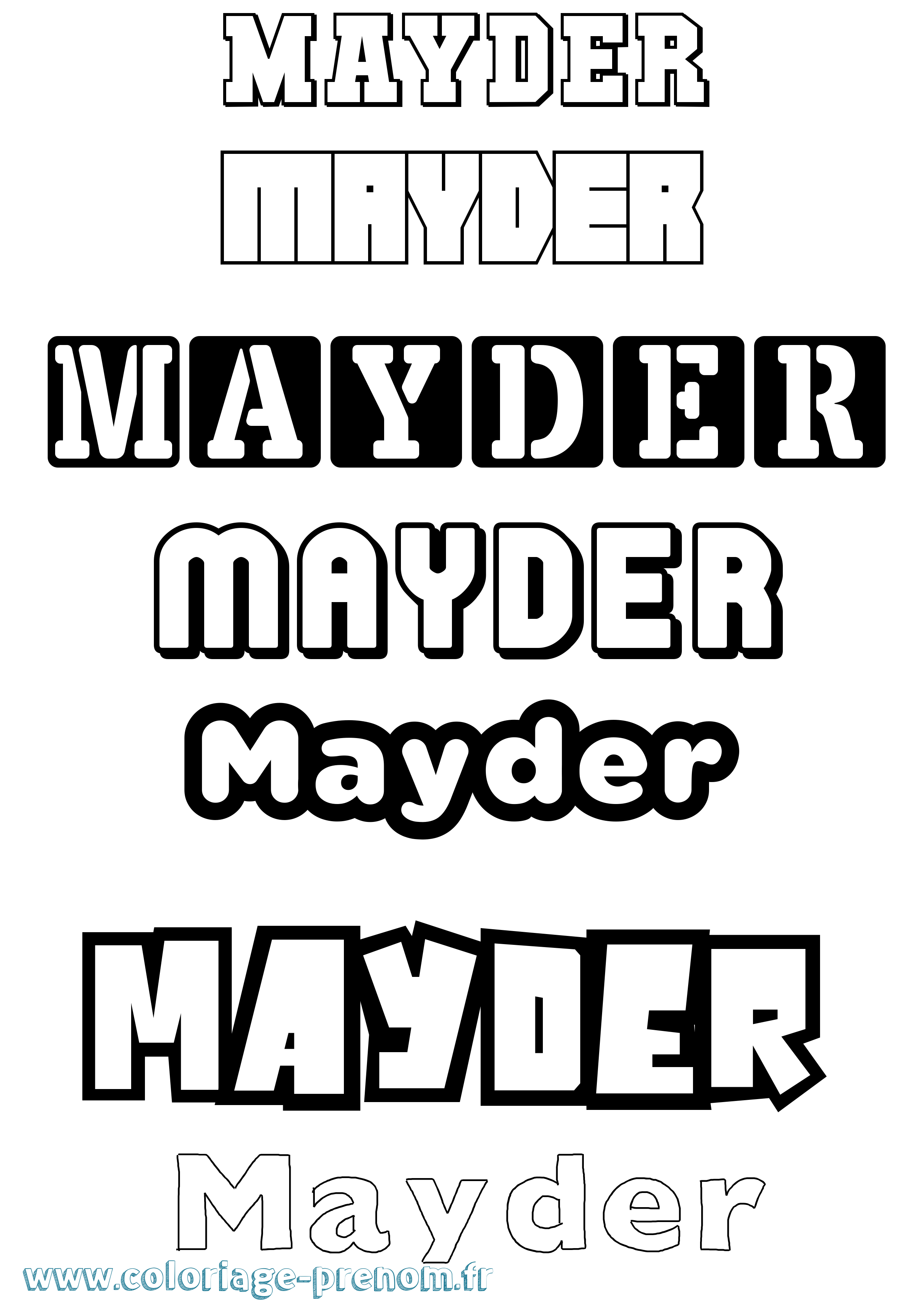Coloriage prénom Mayder Simple