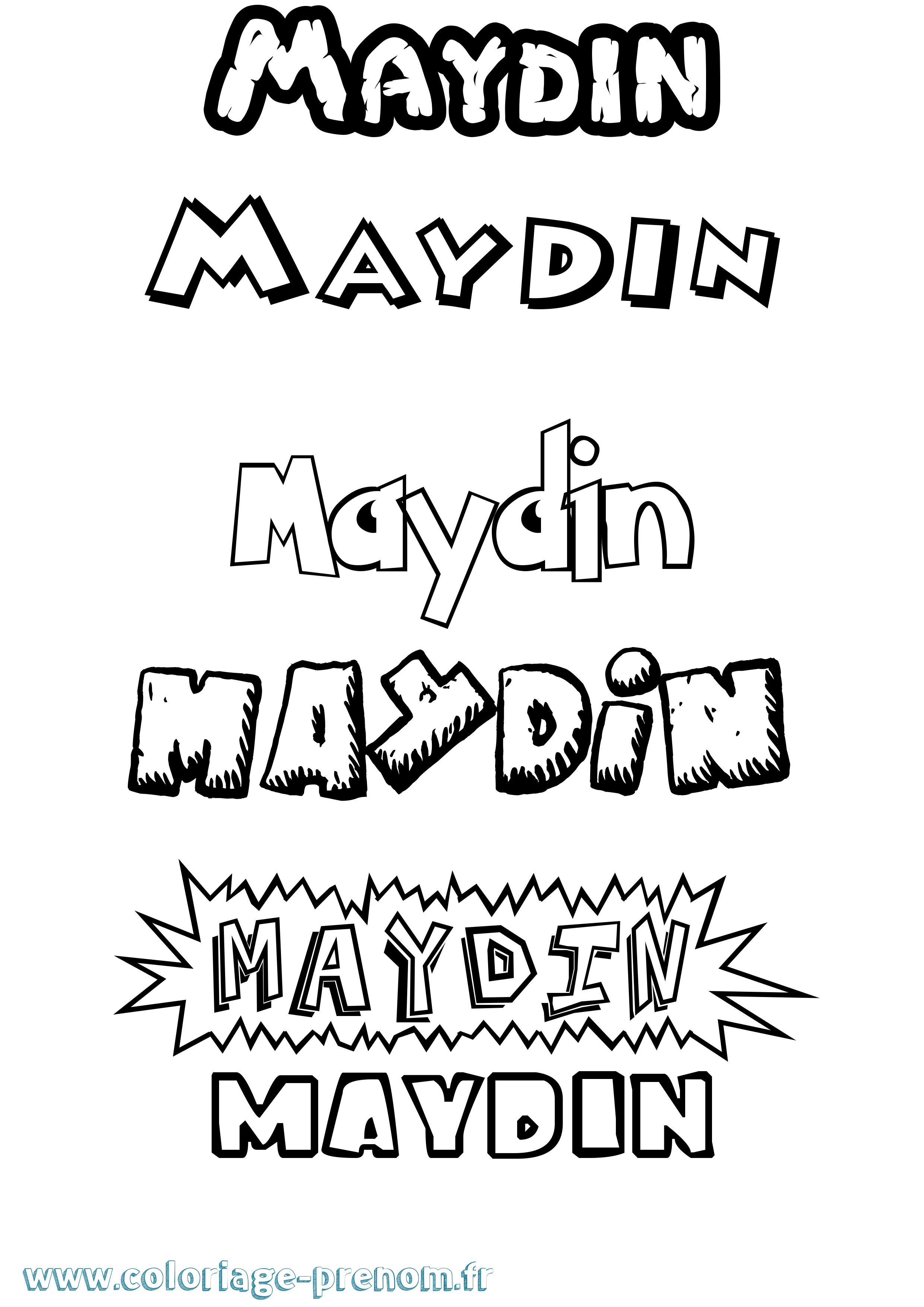 Coloriage prénom Maydin Dessin Animé