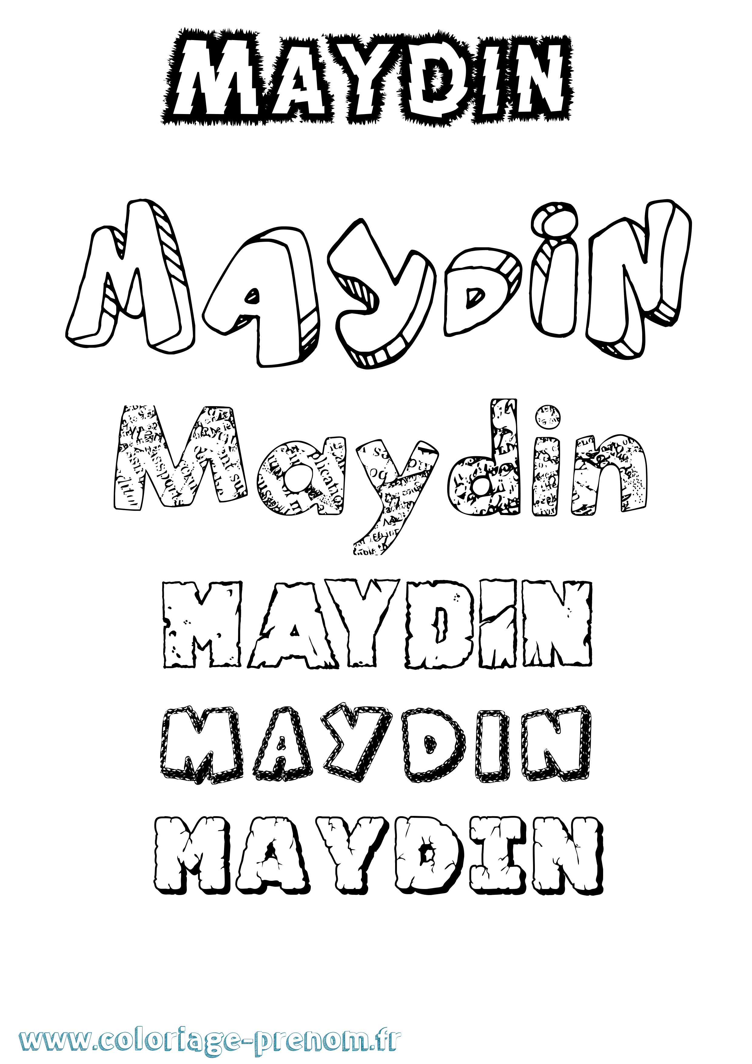 Coloriage prénom Maydin Destructuré