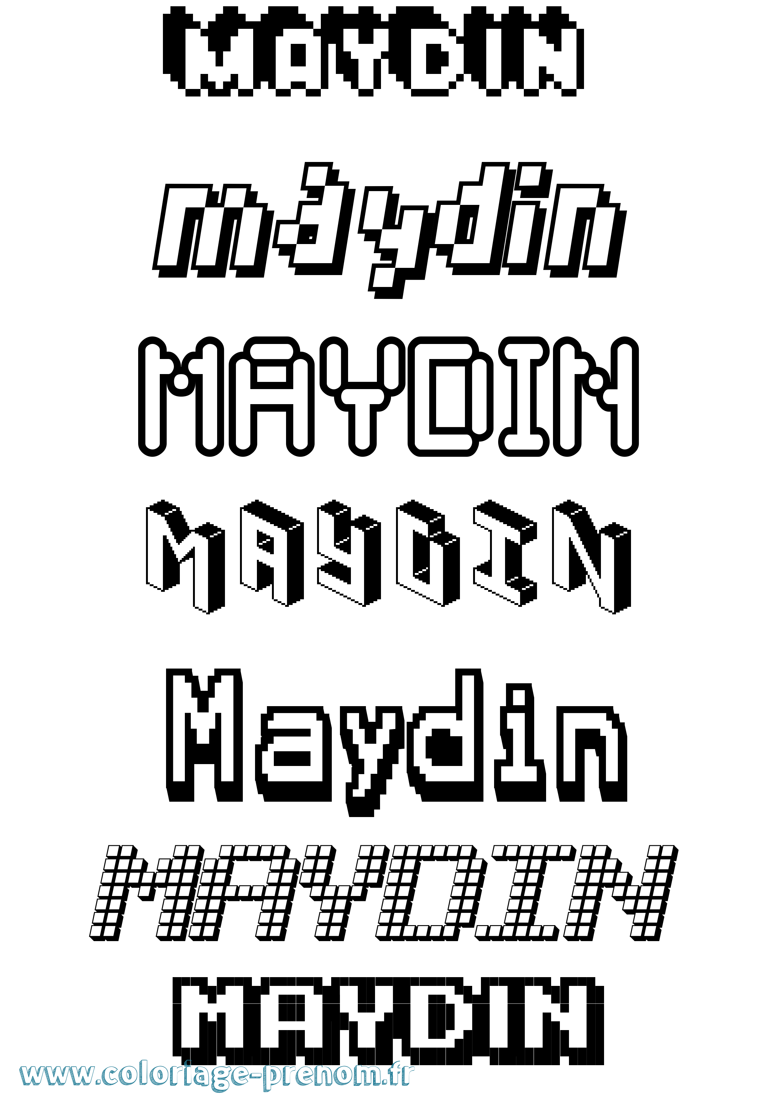 Coloriage prénom Maydin Pixel