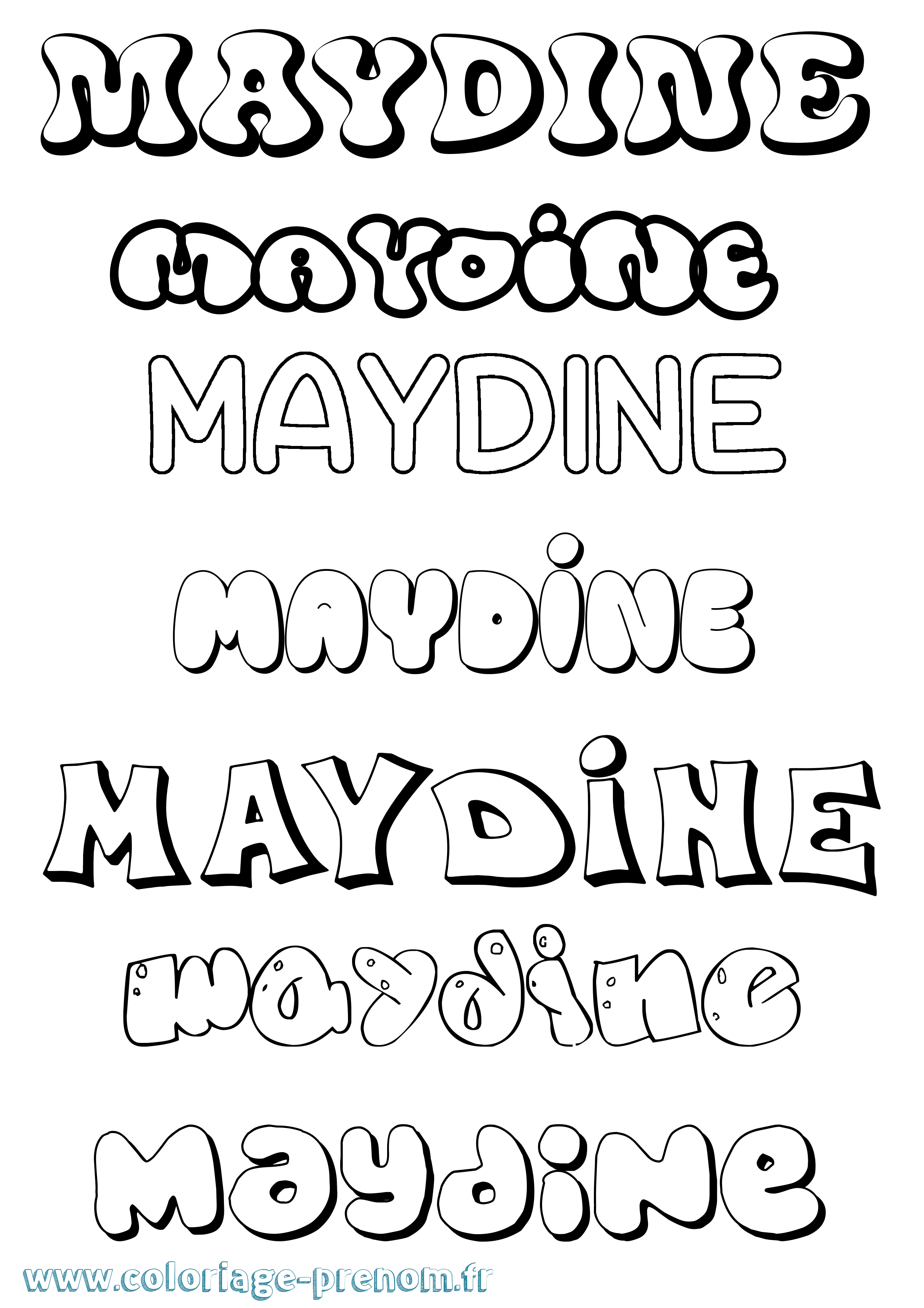 Coloriage prénom Maydine Bubble