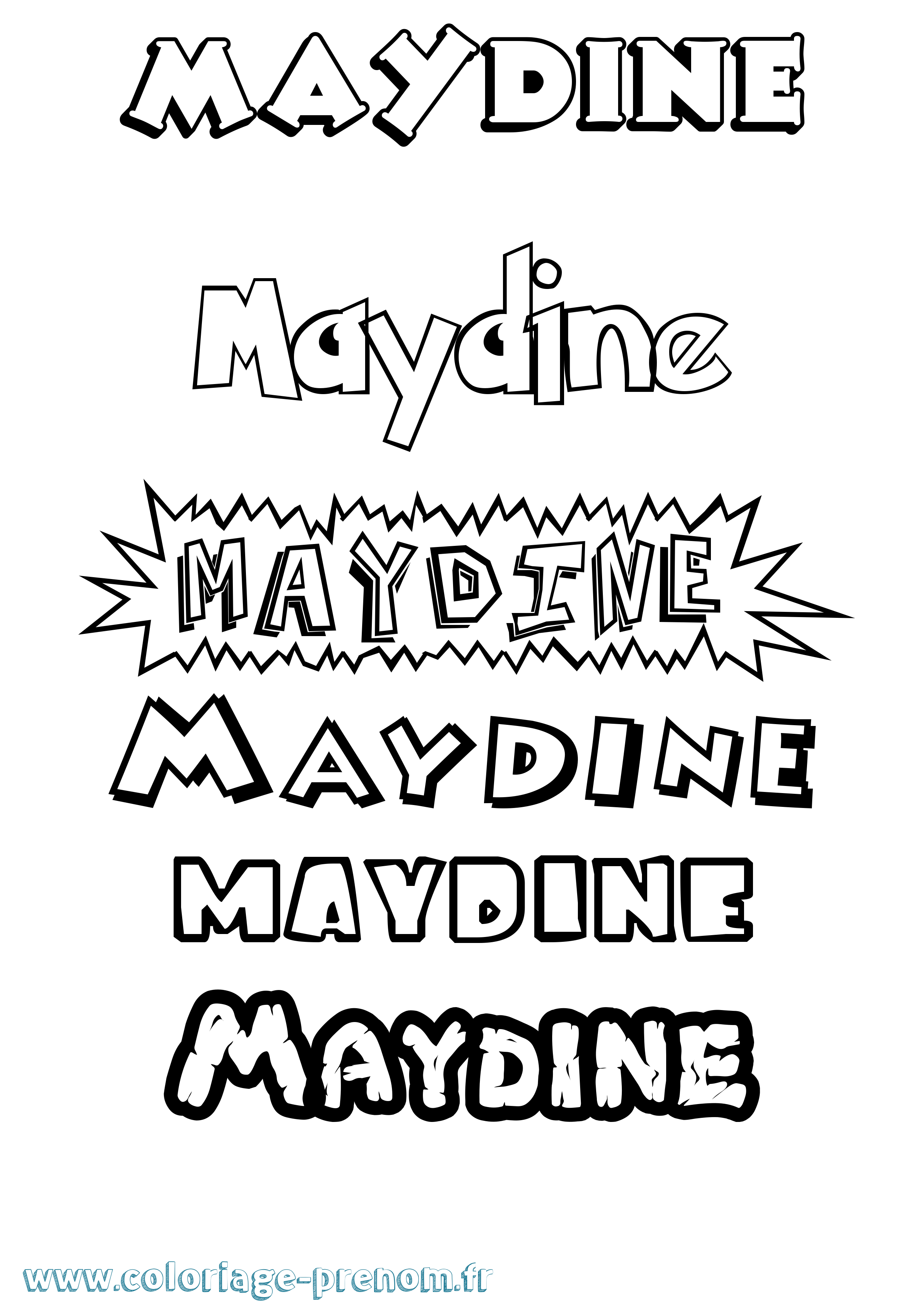 Coloriage prénom Maydine Dessin Animé