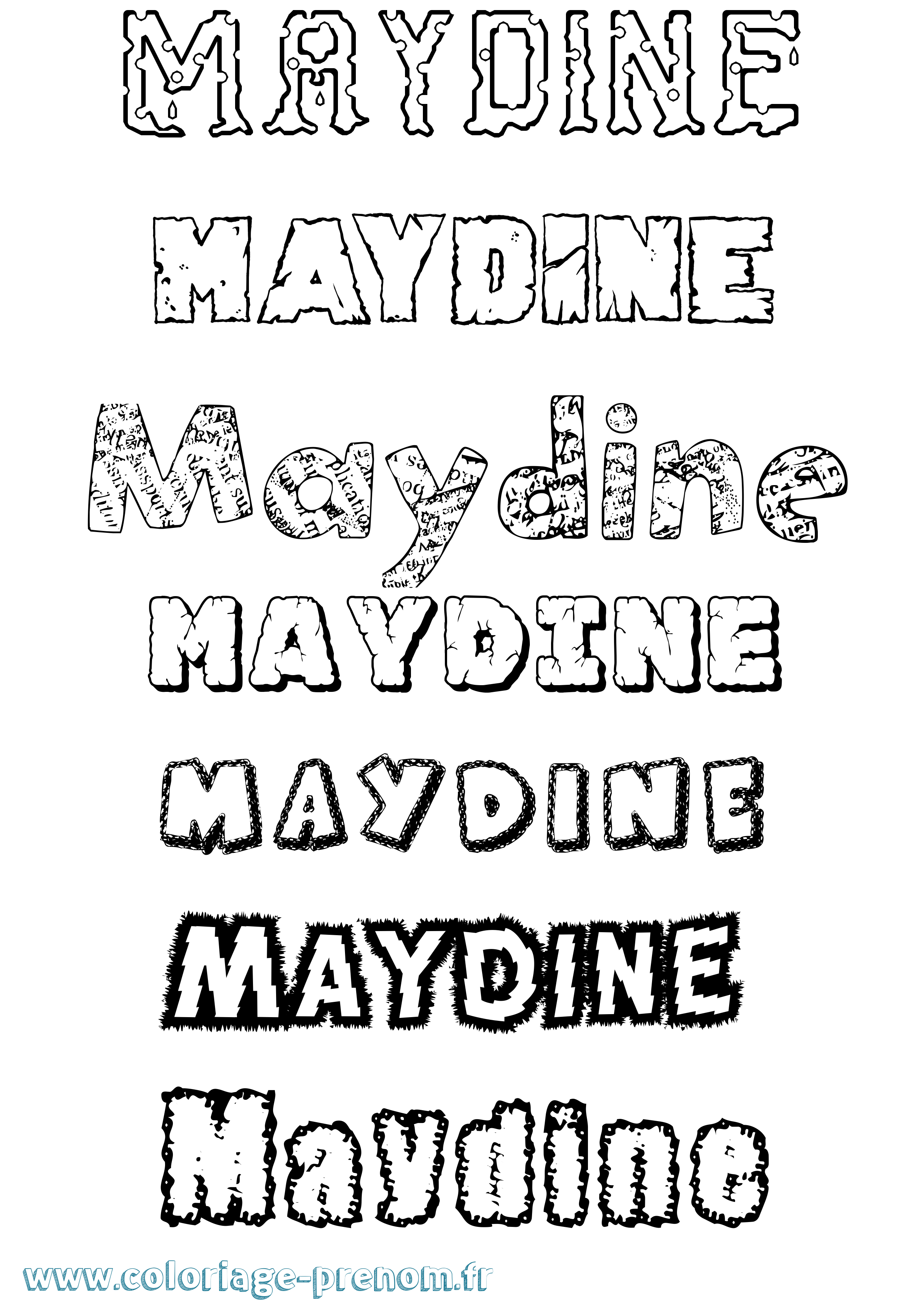 Coloriage prénom Maydine Destructuré