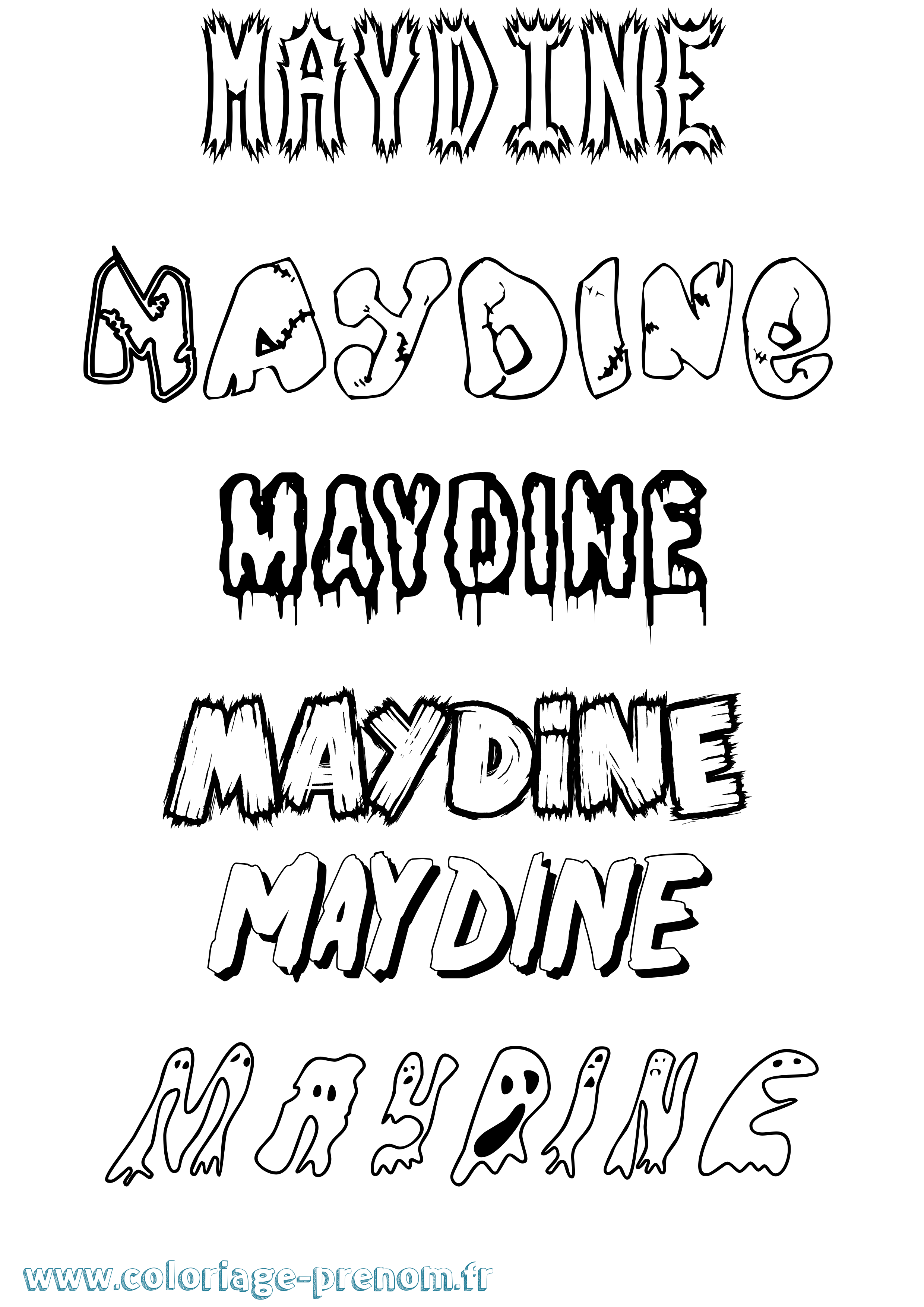 Coloriage prénom Maydine Frisson