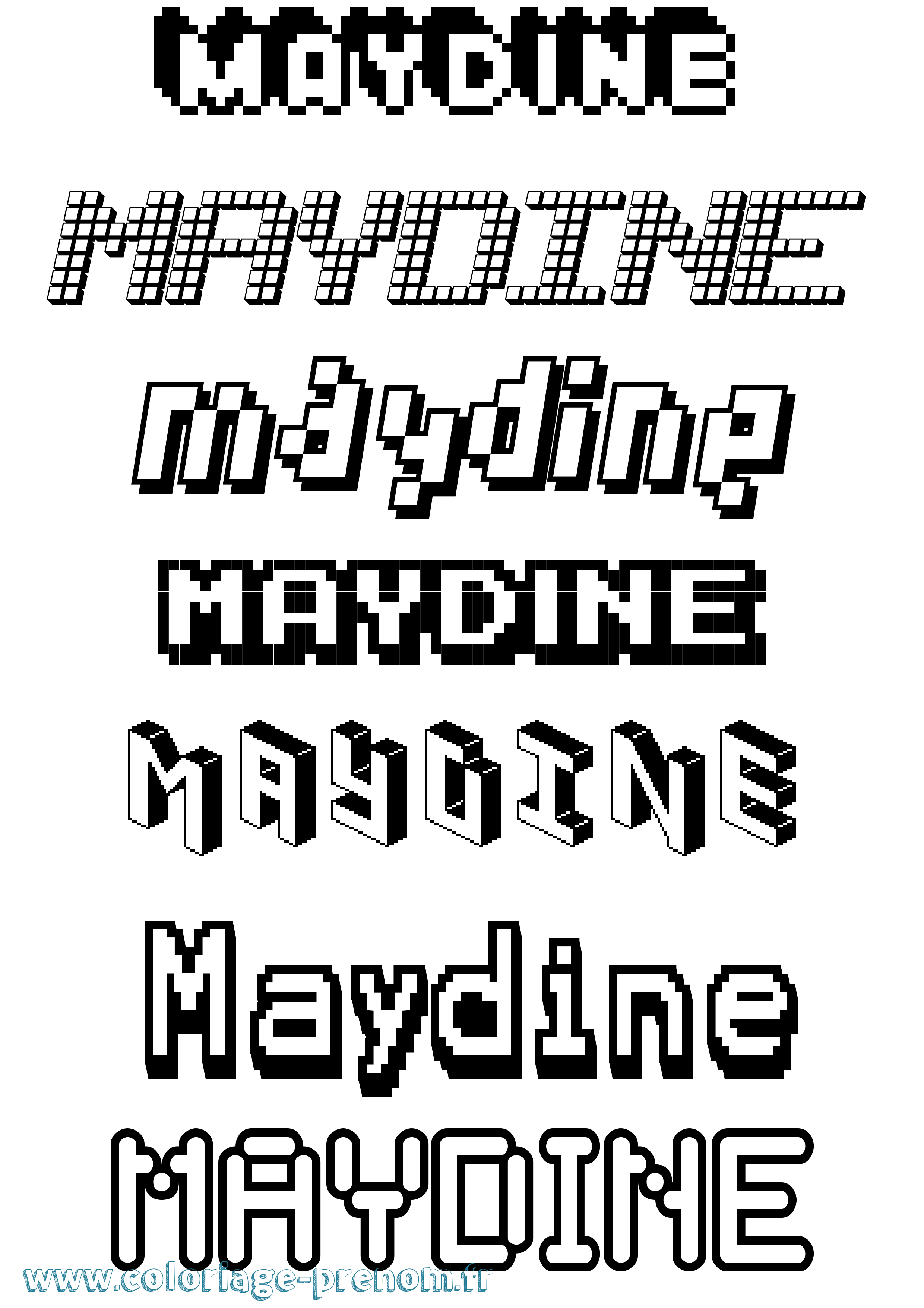 Coloriage prénom Maydine Pixel