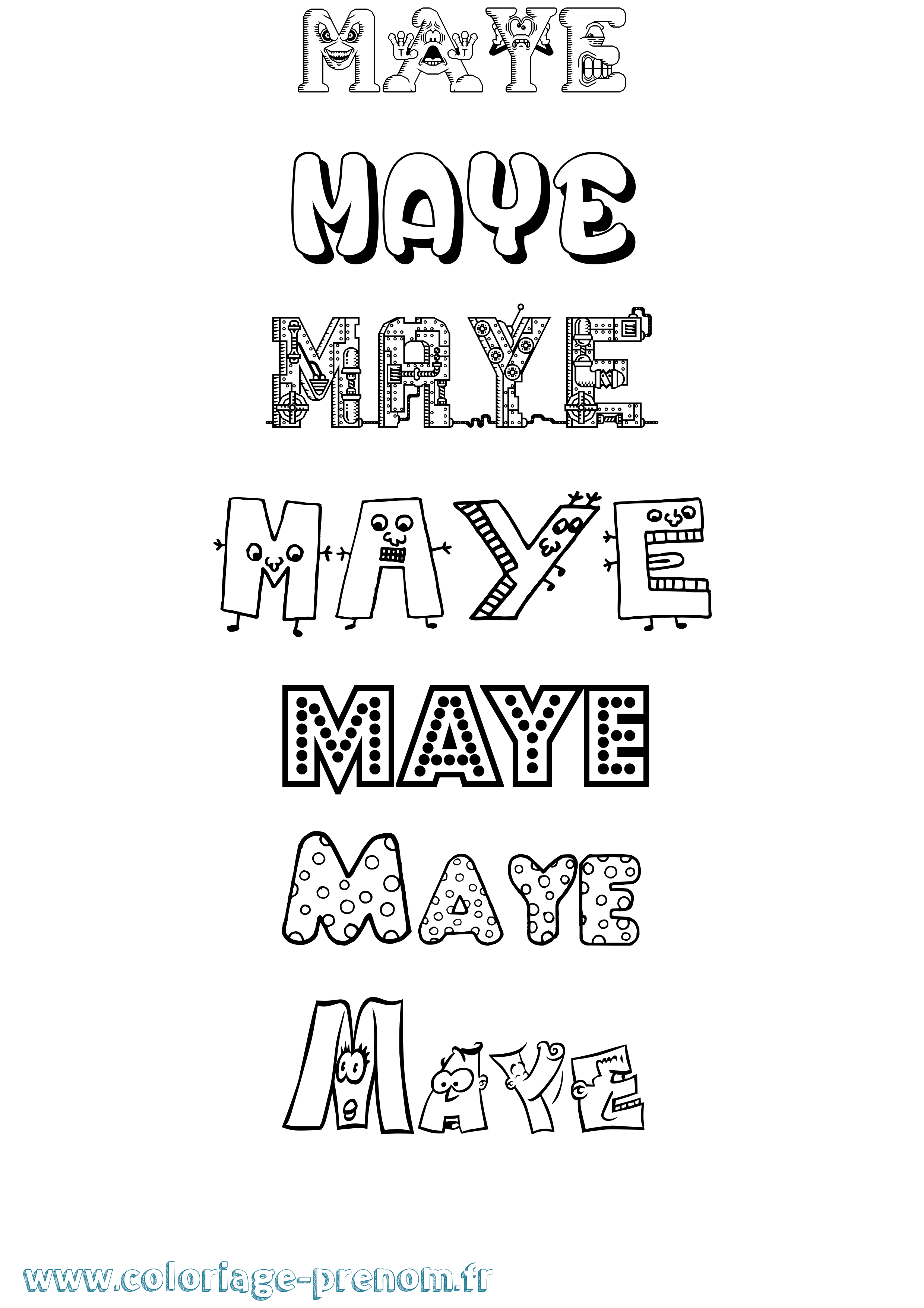 Coloriage prénom Maye Fun