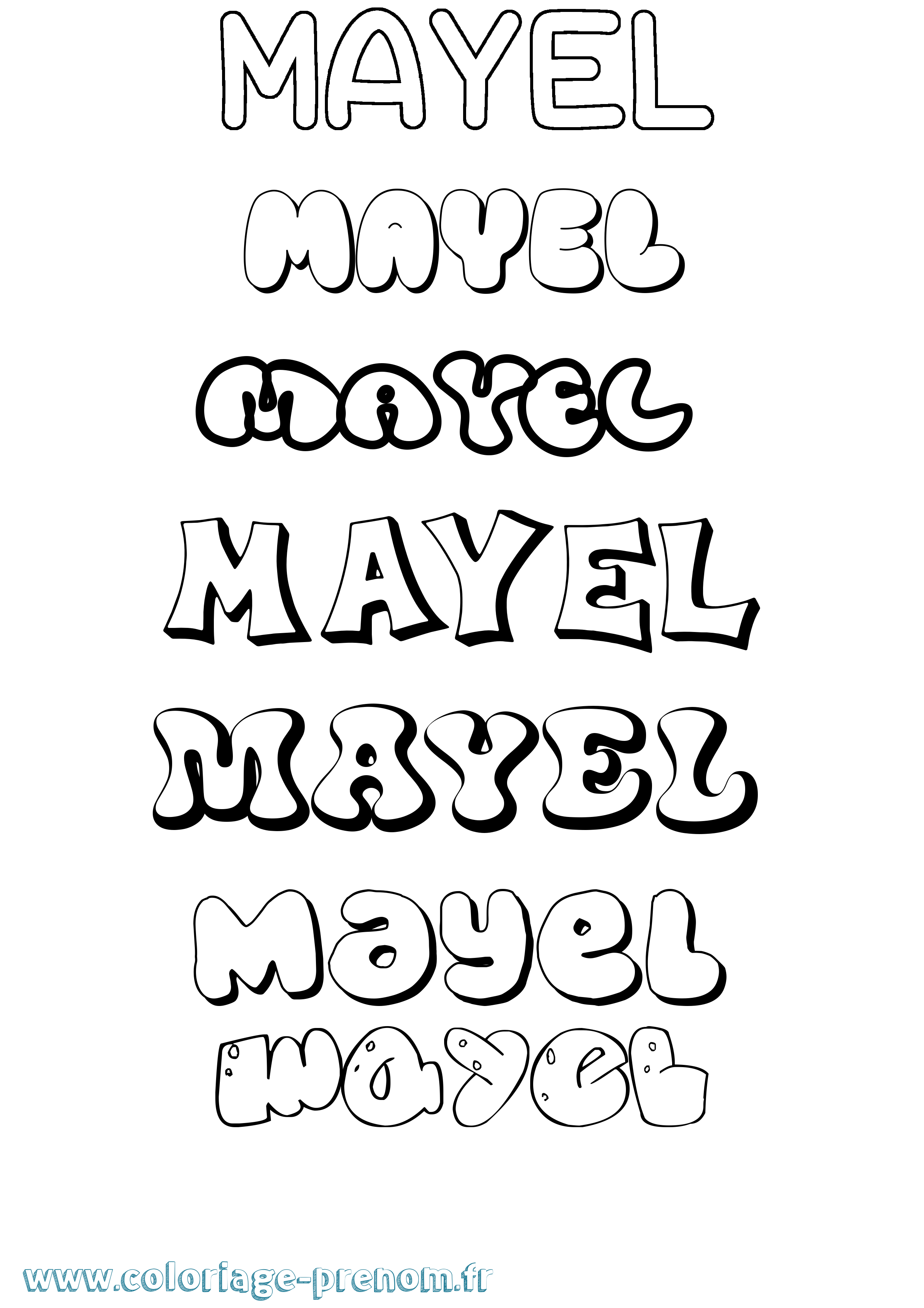 Coloriage prénom Mayel Bubble