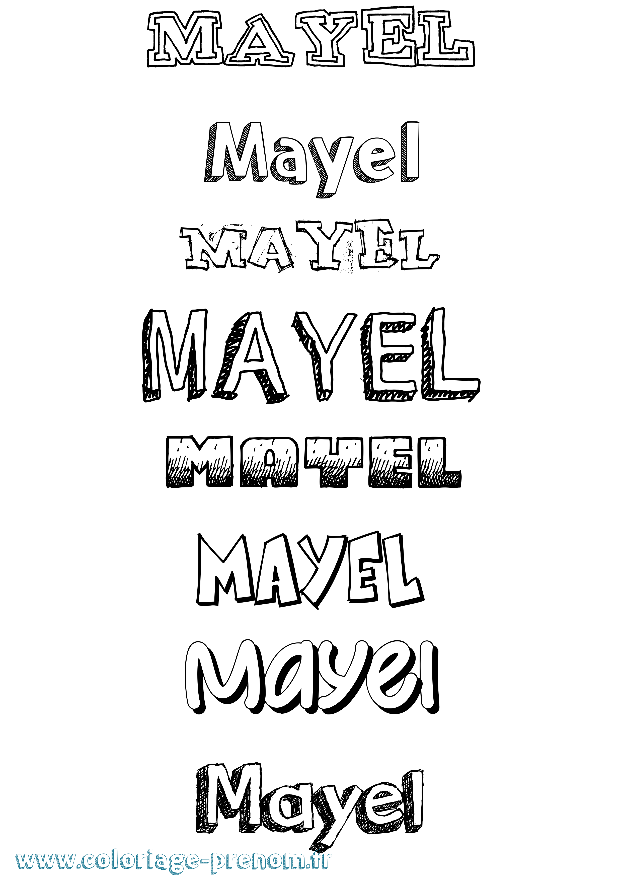 Coloriage prénom Mayel Dessiné