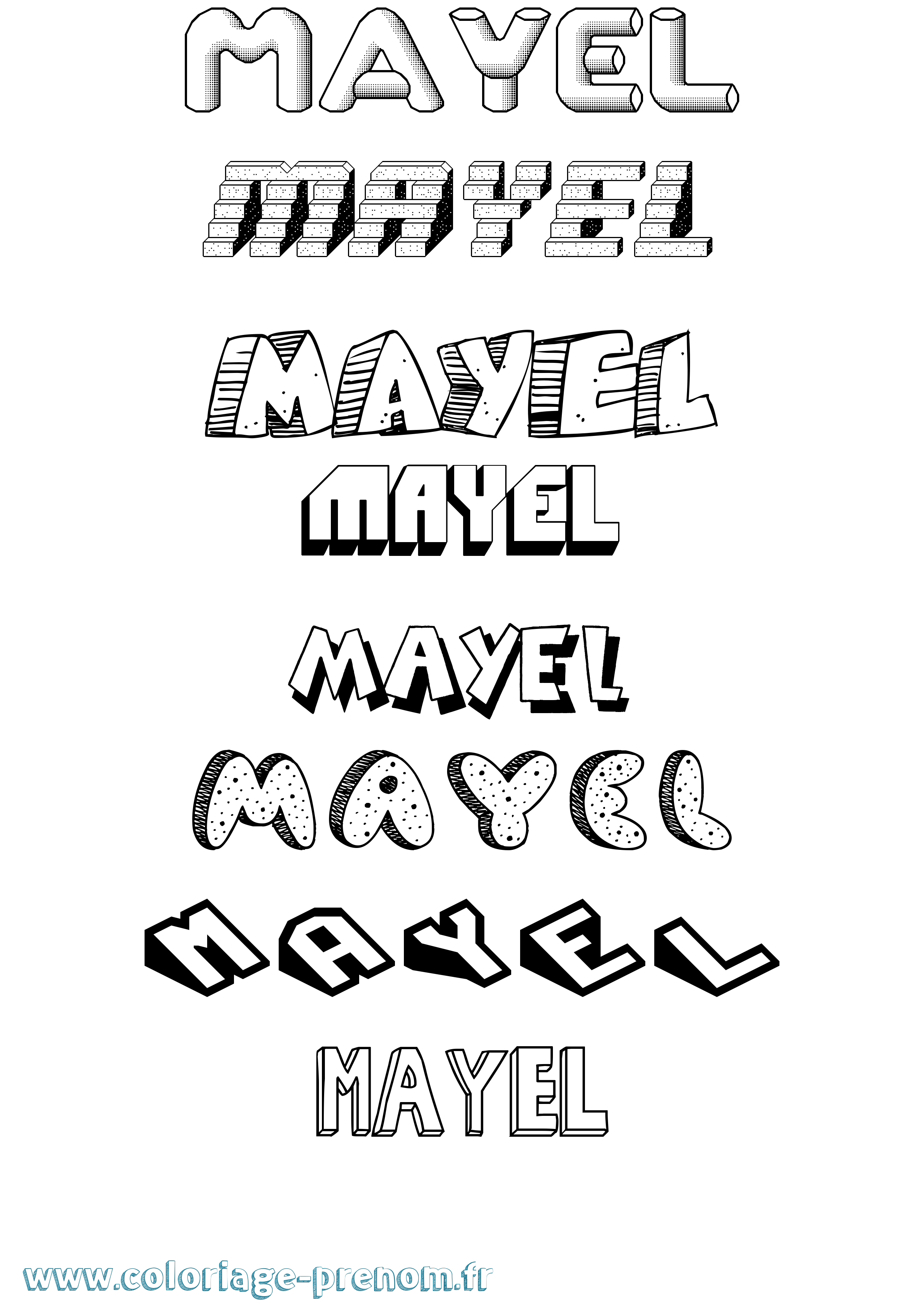 Coloriage prénom Mayel Effet 3D