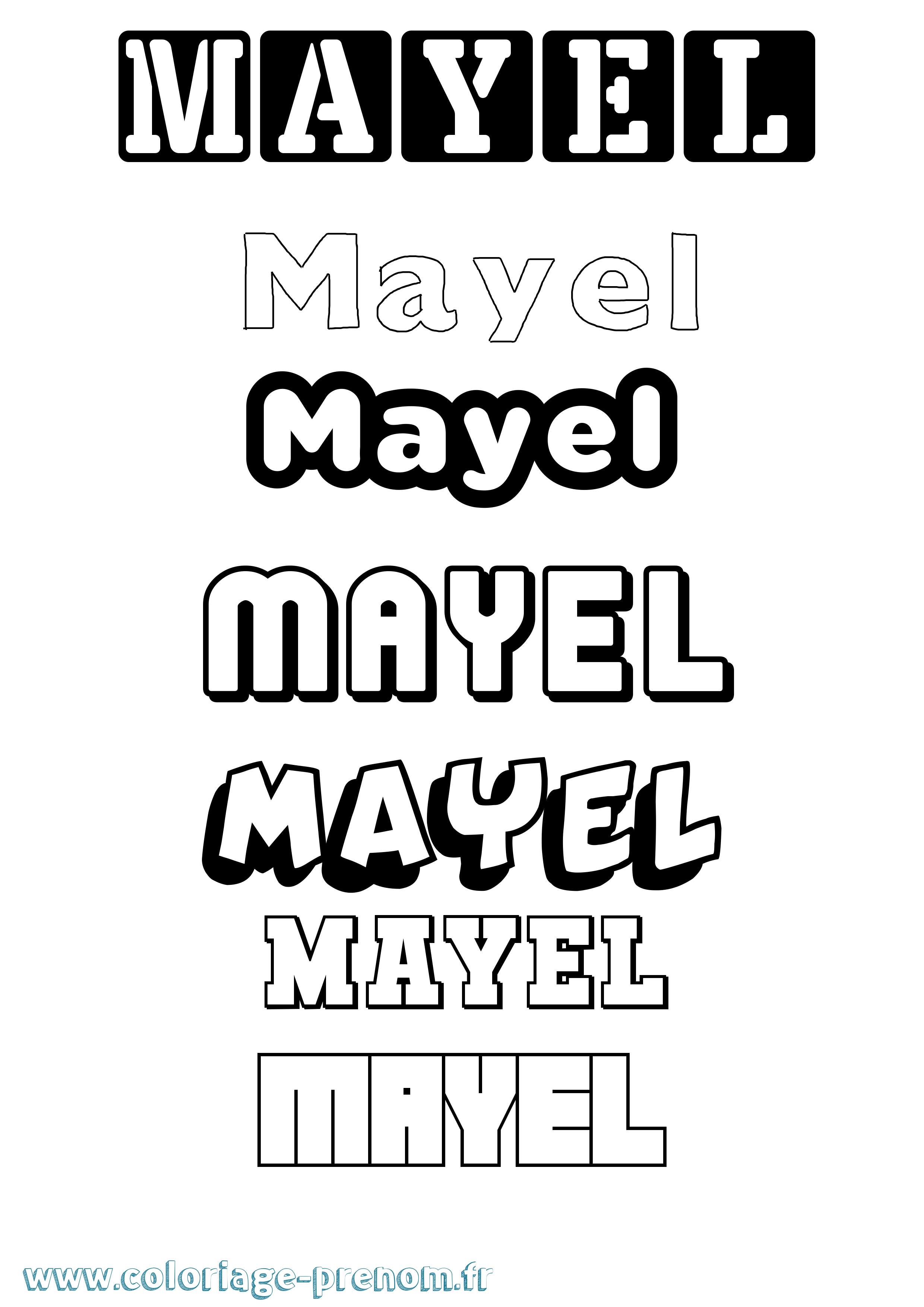 Coloriage prénom Mayel Simple
