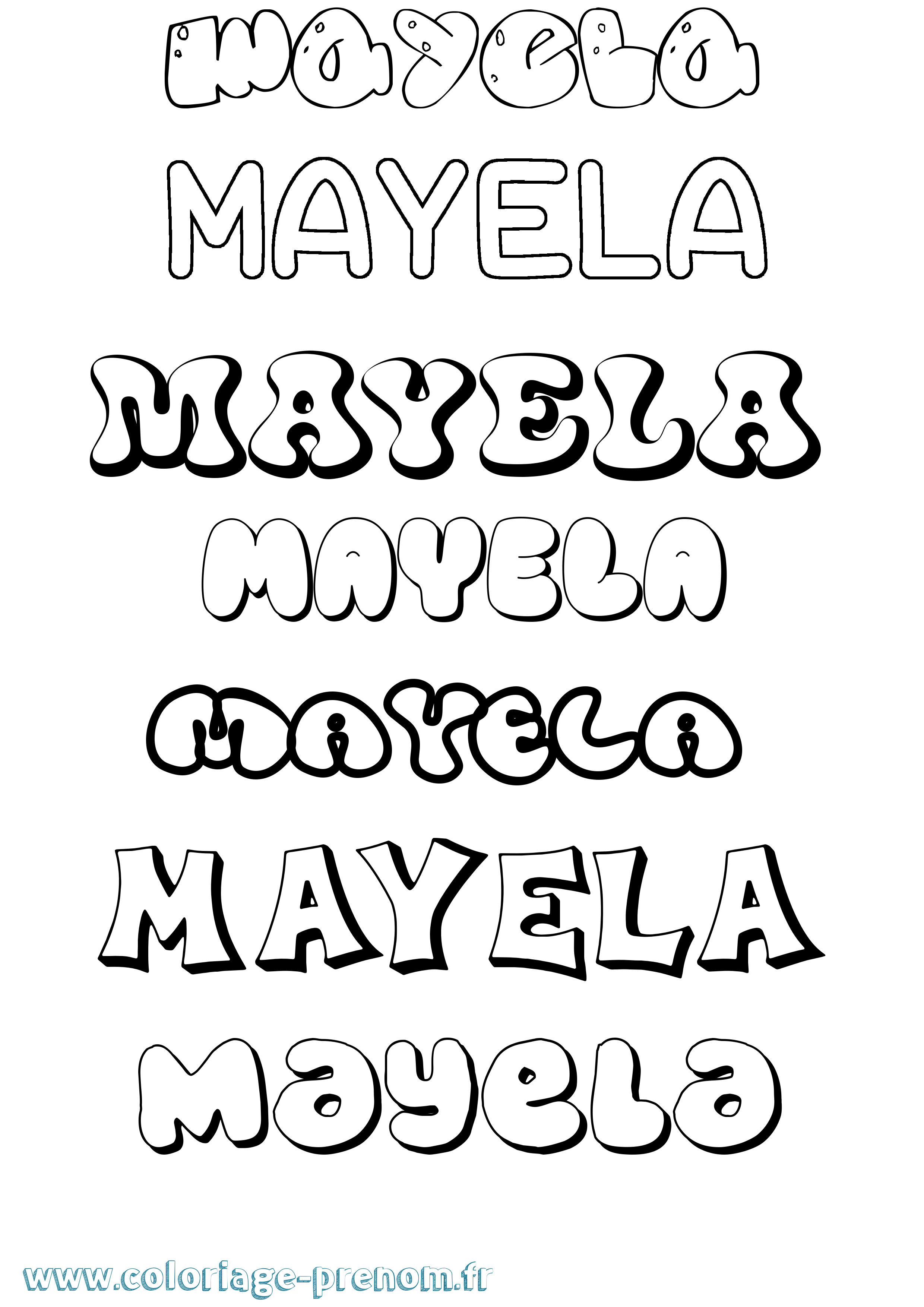 Coloriage prénom Mayela Bubble