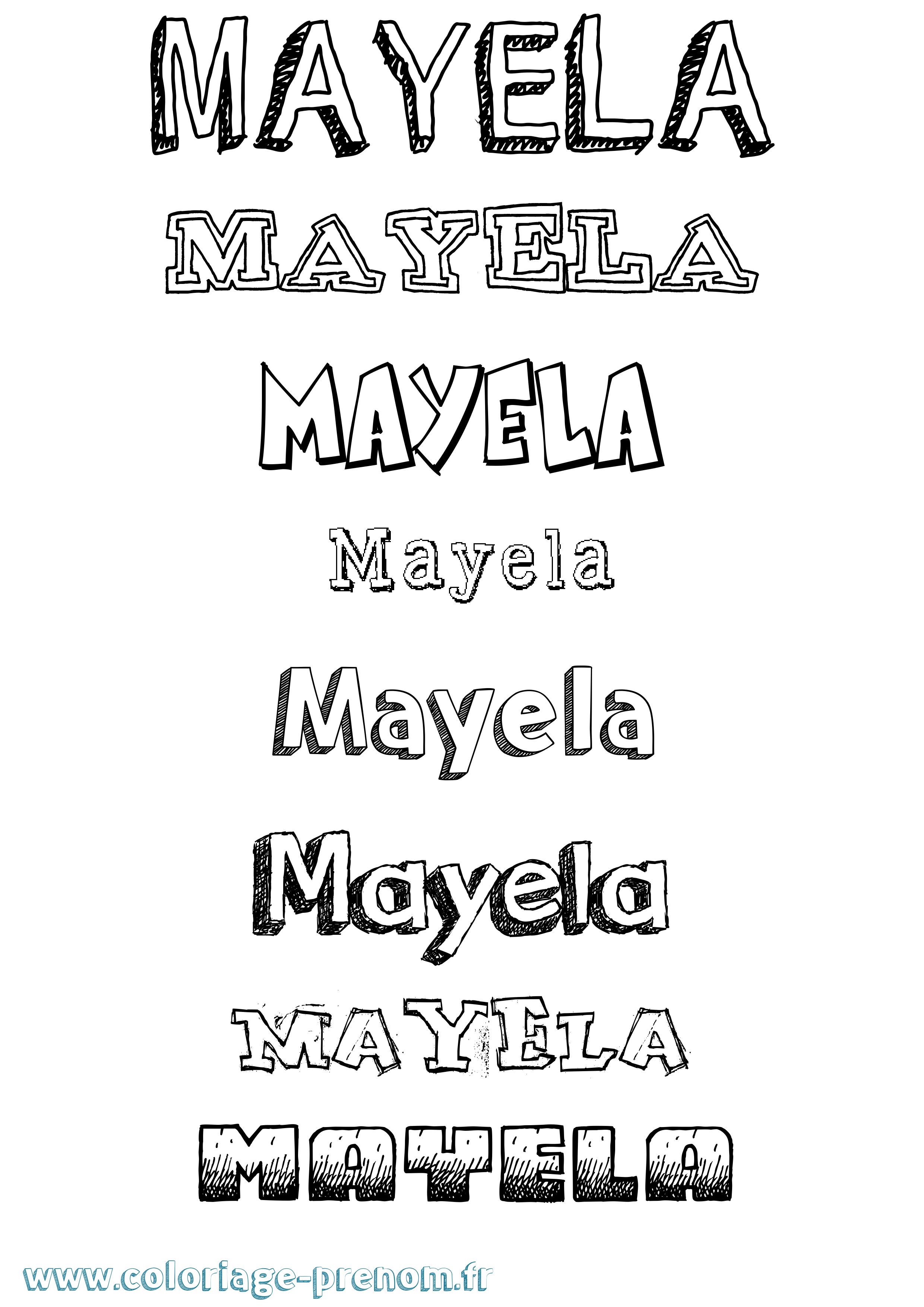 Coloriage prénom Mayela Dessiné