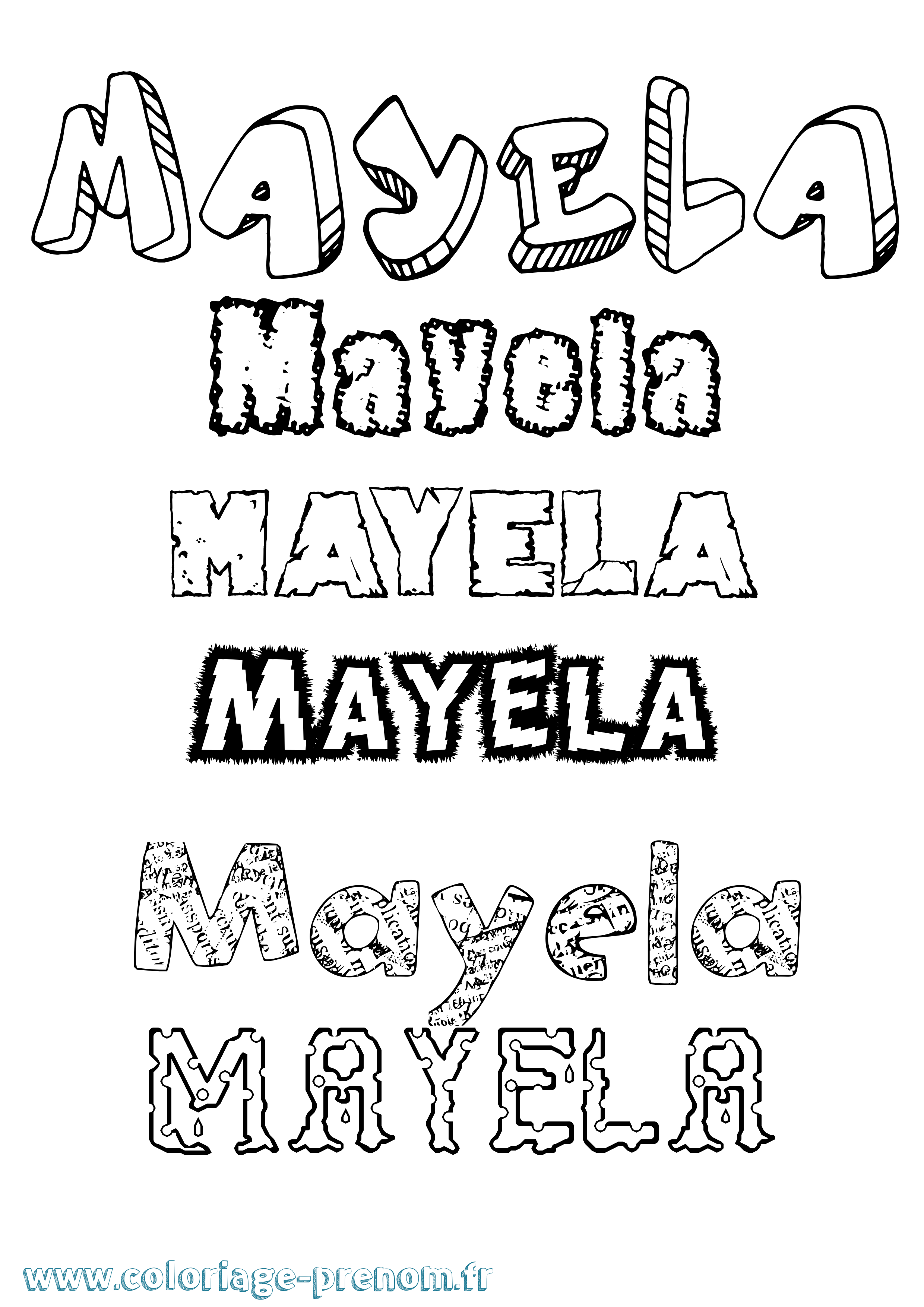 Coloriage prénom Mayela Destructuré