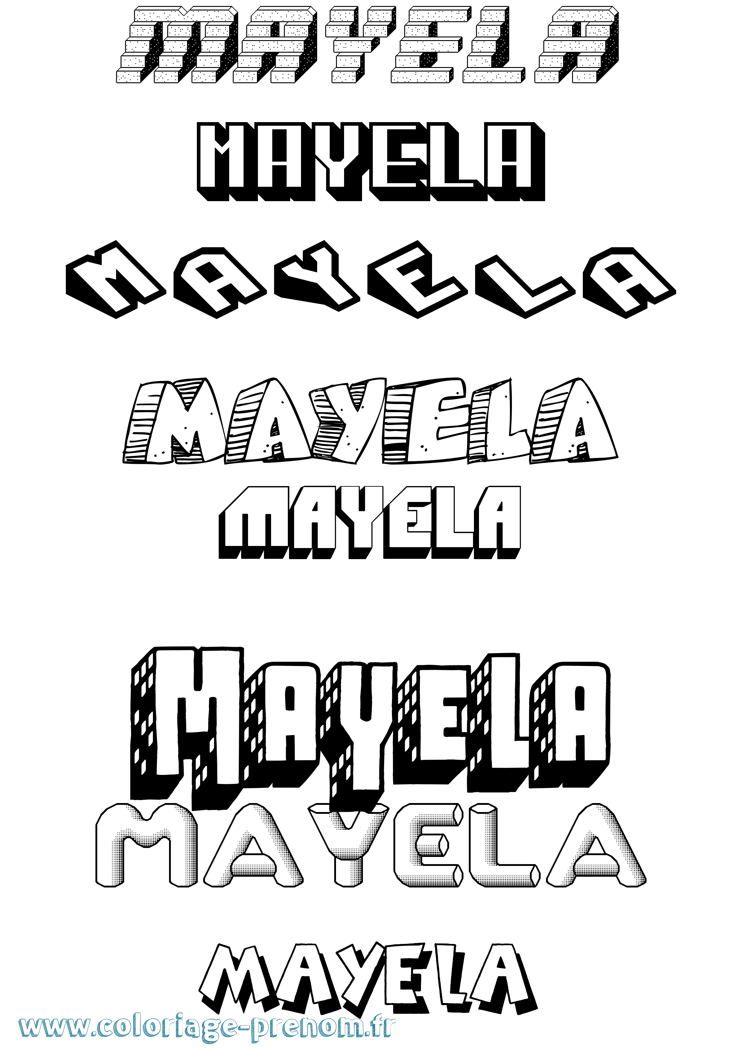 Coloriage prénom Mayela Effet 3D