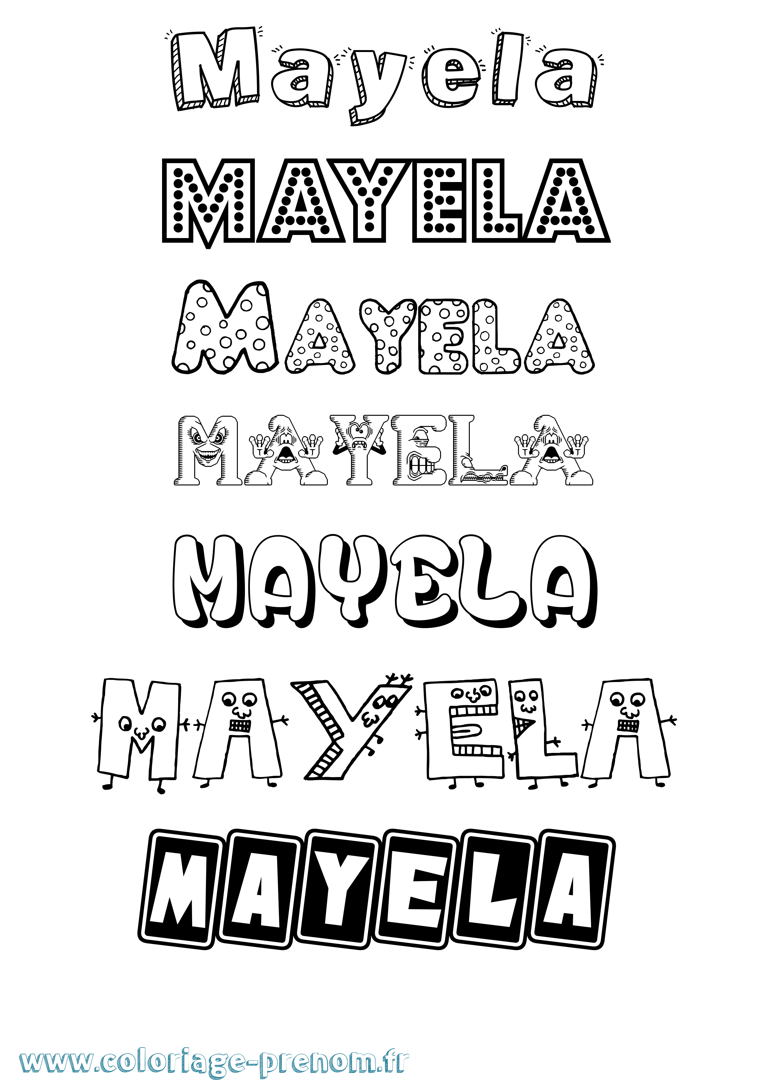 Coloriage prénom Mayela Fun