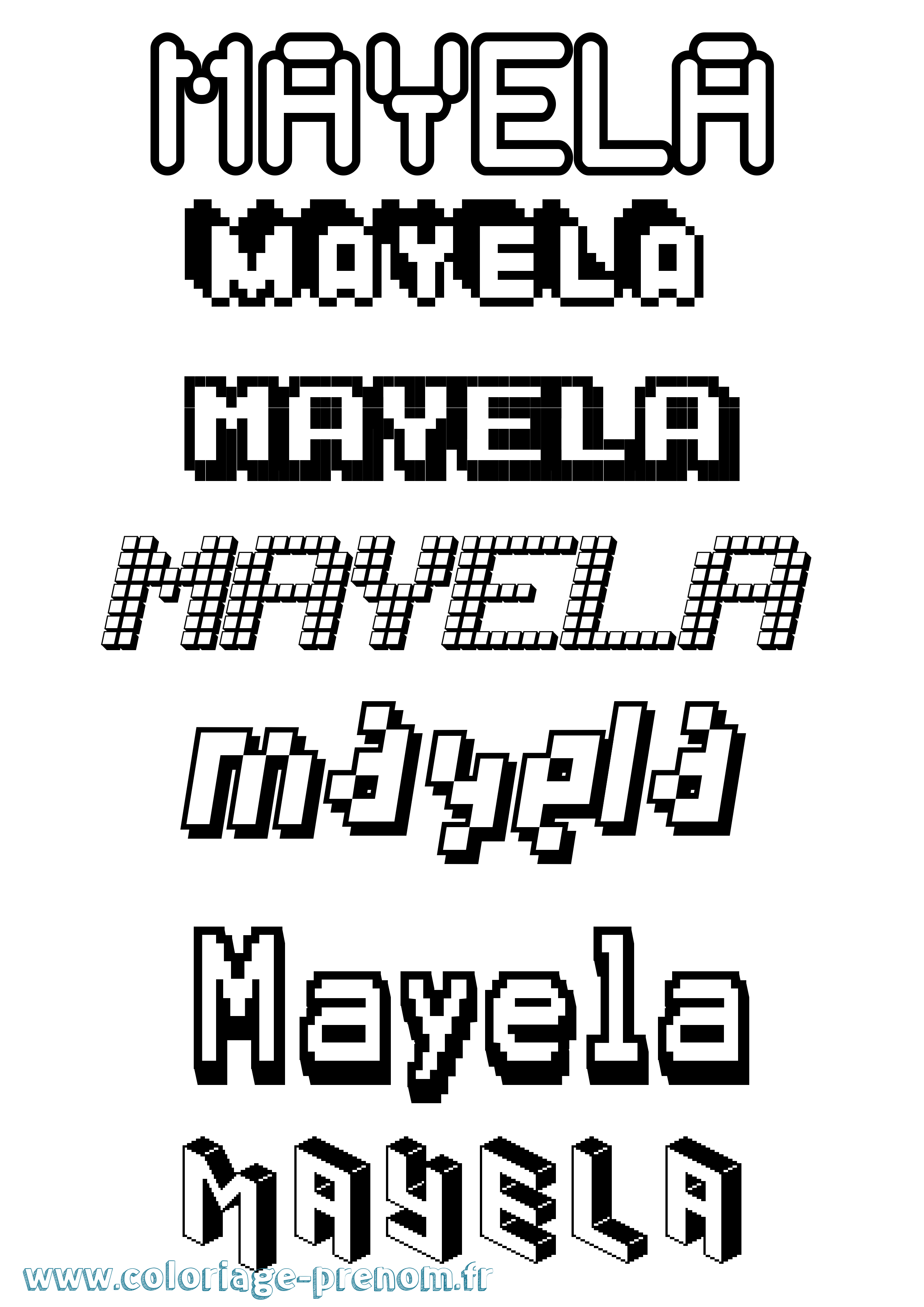 Coloriage prénom Mayela Pixel