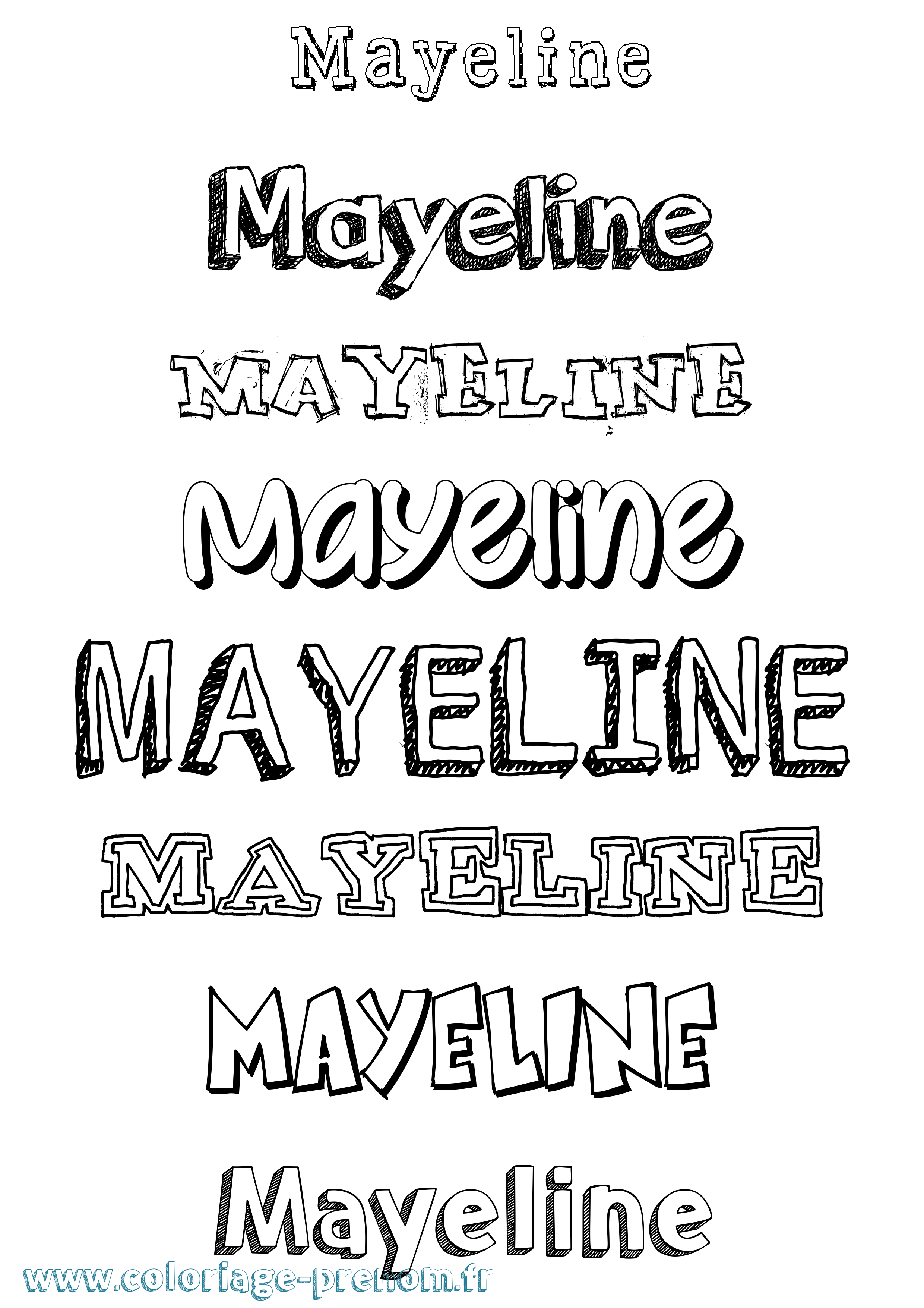 Coloriage prénom Mayeline Dessiné