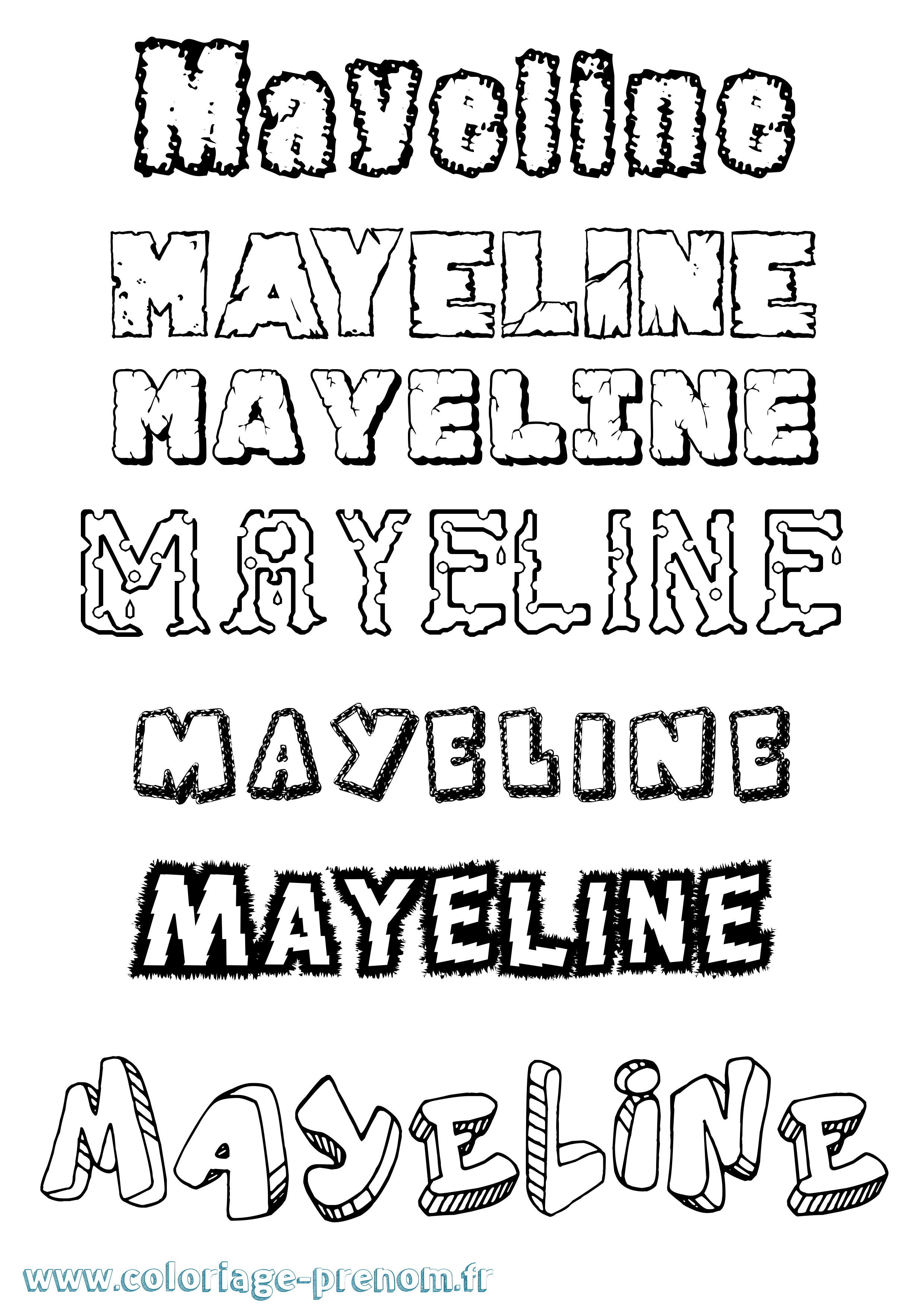 Coloriage prénom Mayeline Destructuré