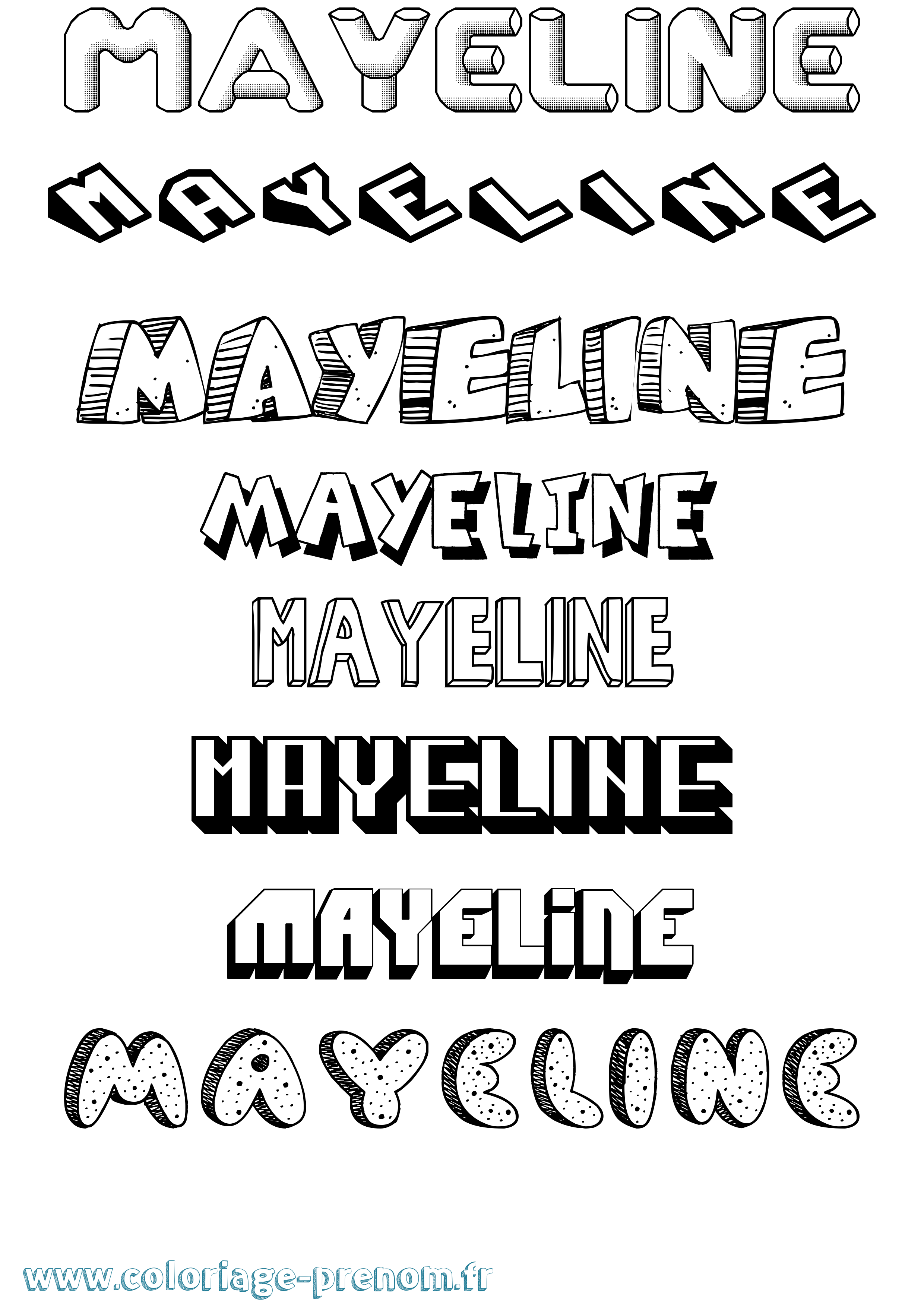 Coloriage prénom Mayeline Effet 3D