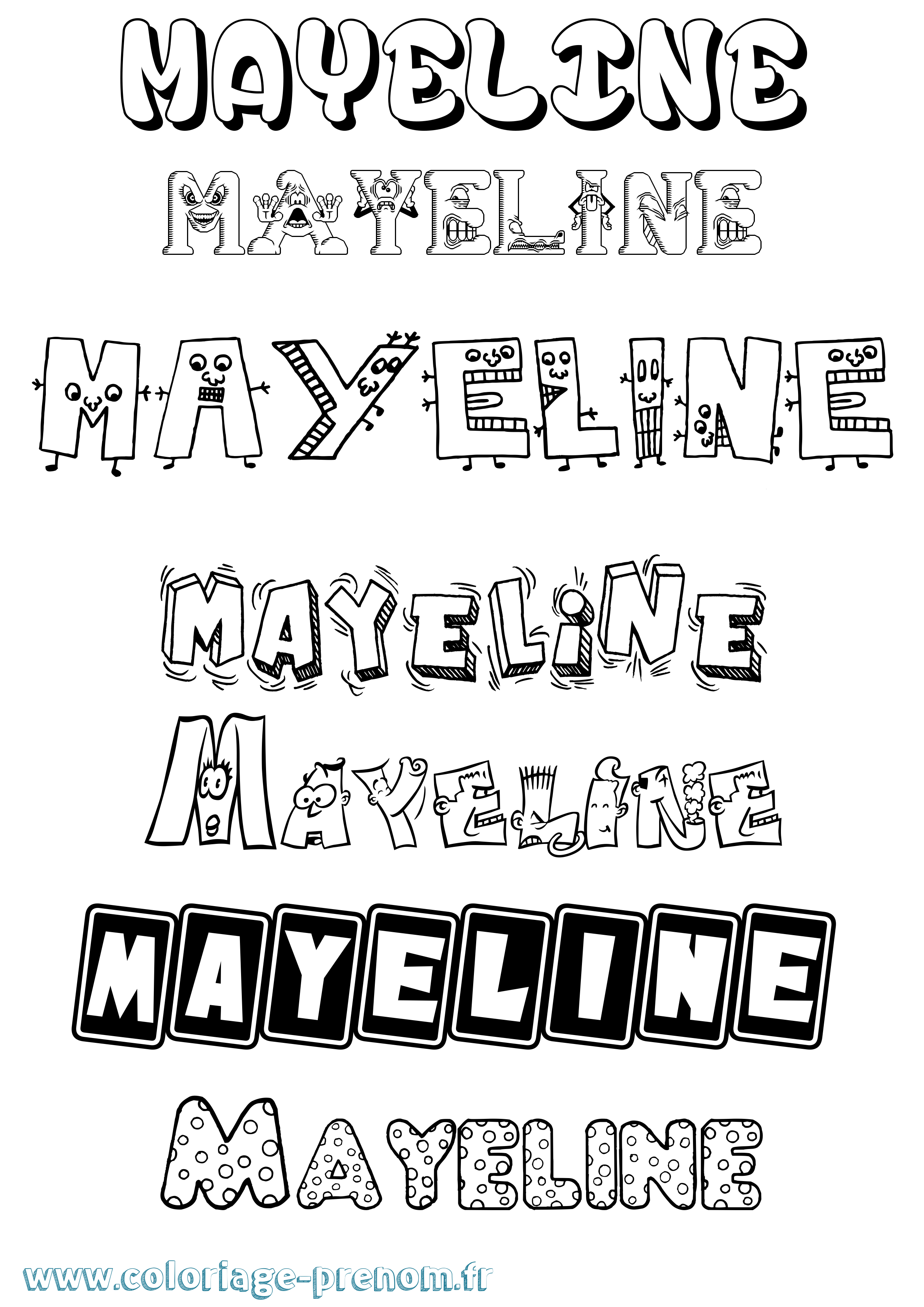 Coloriage prénom Mayeline Fun