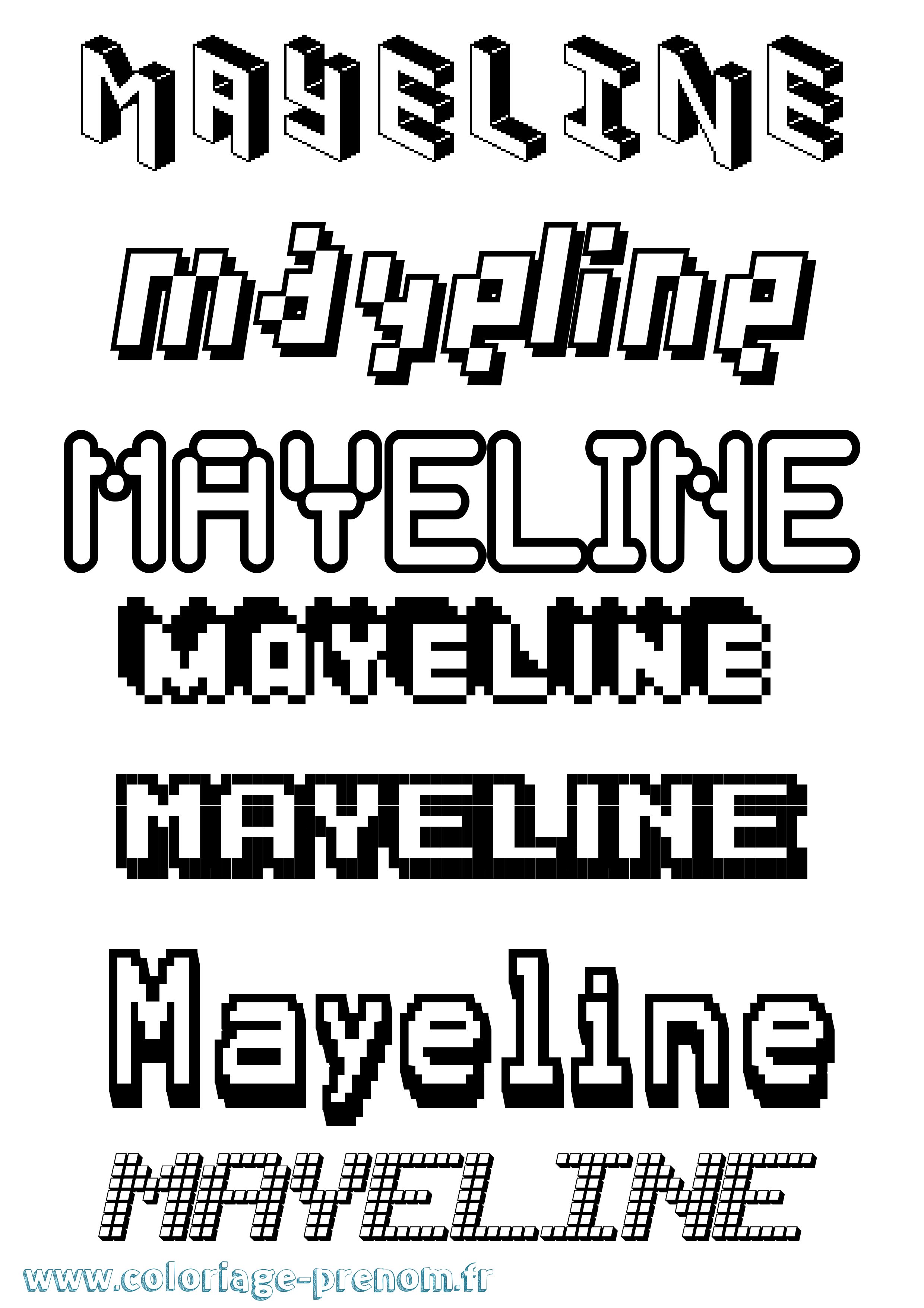 Coloriage prénom Mayeline Pixel