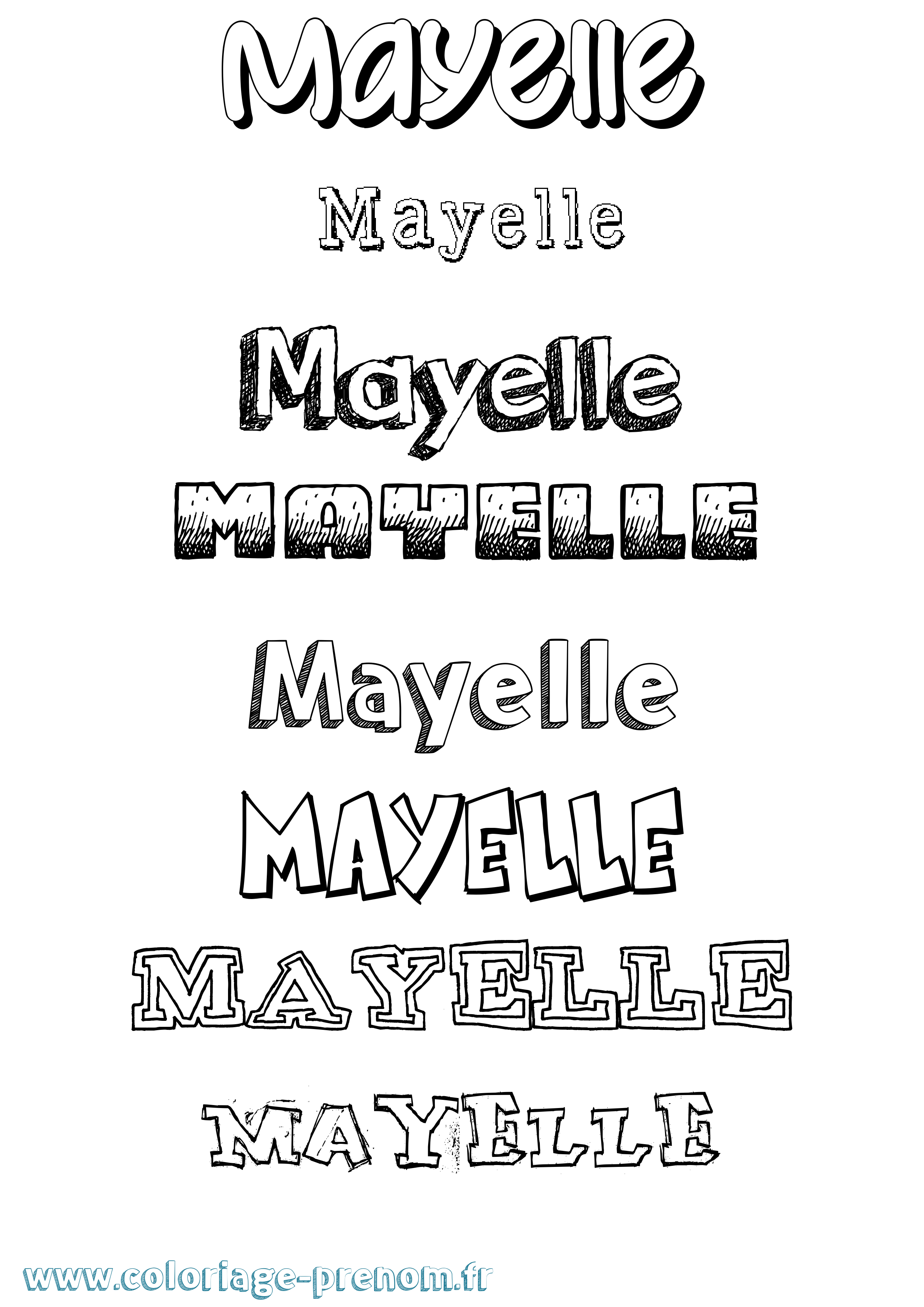 Coloriage prénom Mayelle Dessiné