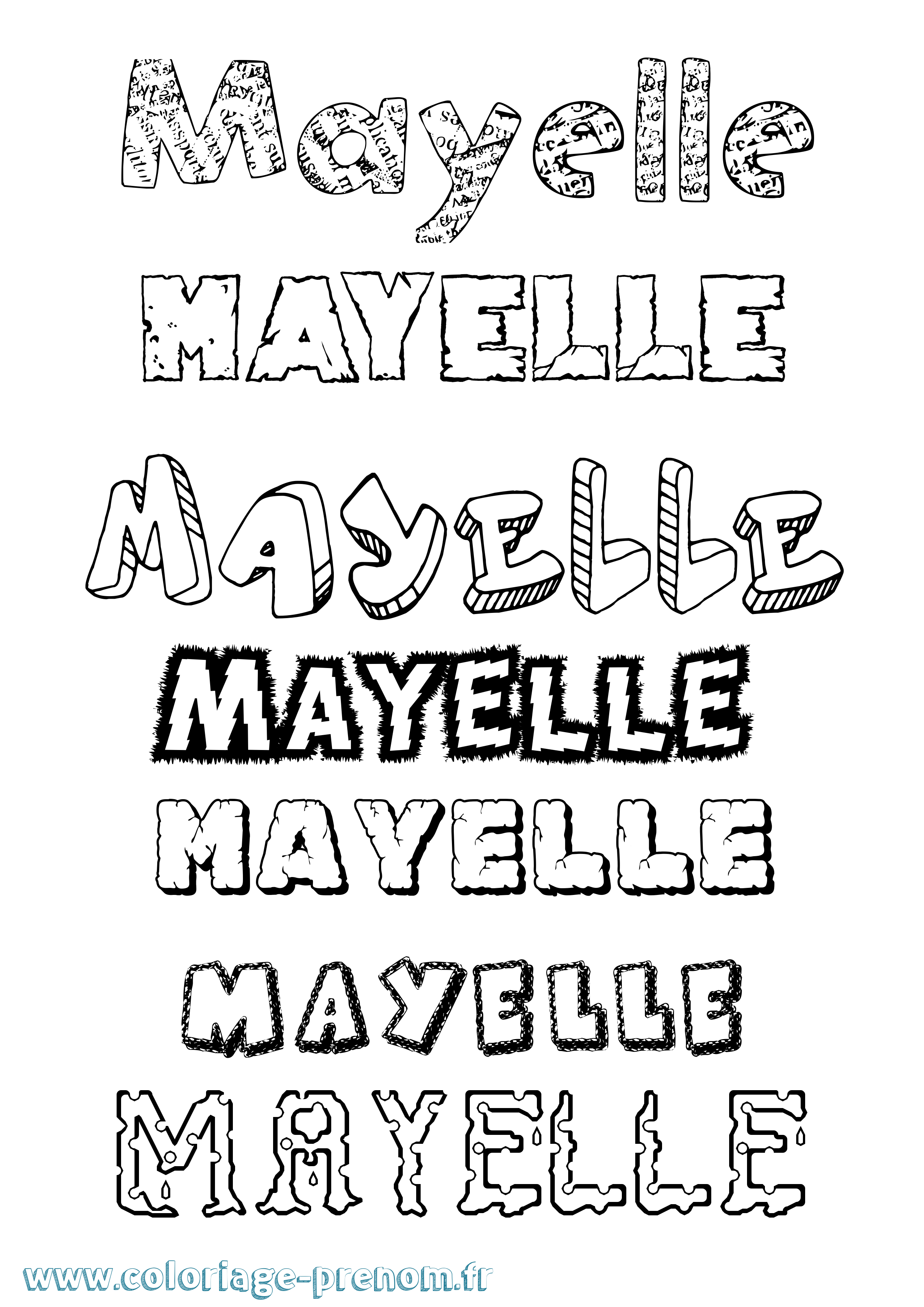 Coloriage prénom Mayelle Destructuré