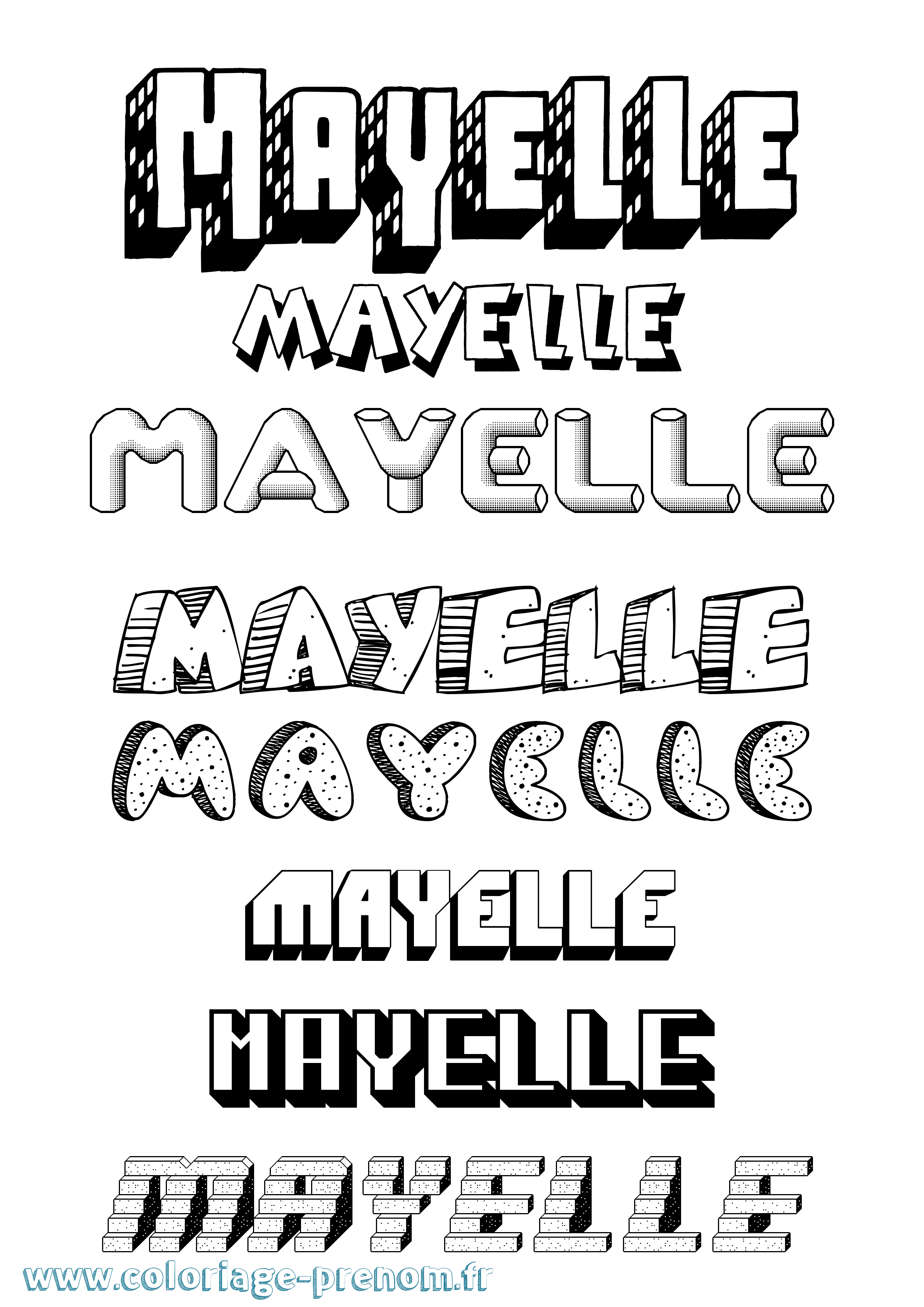Coloriage prénom Mayelle Effet 3D