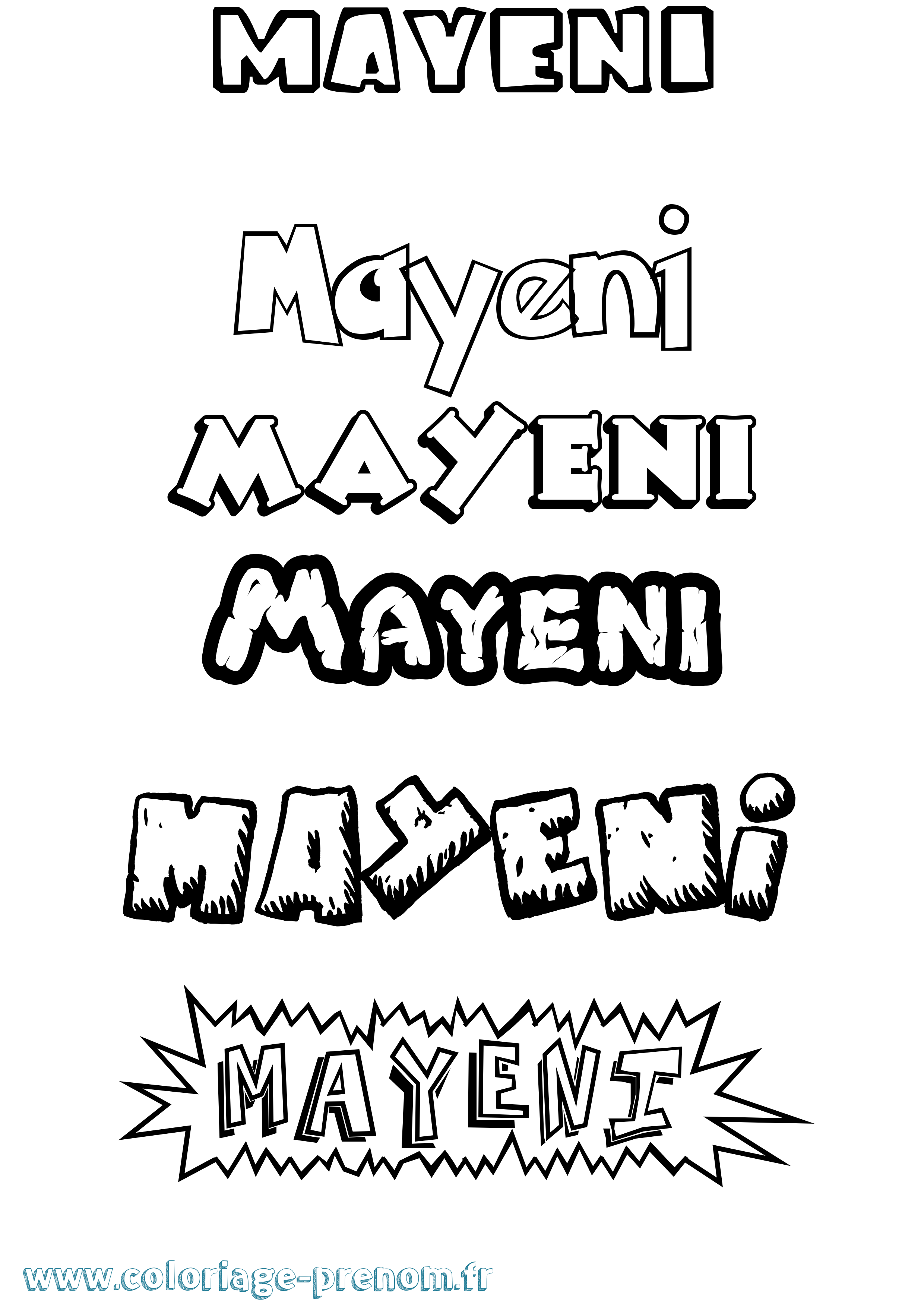 Coloriage prénom Mayeni Dessin Animé