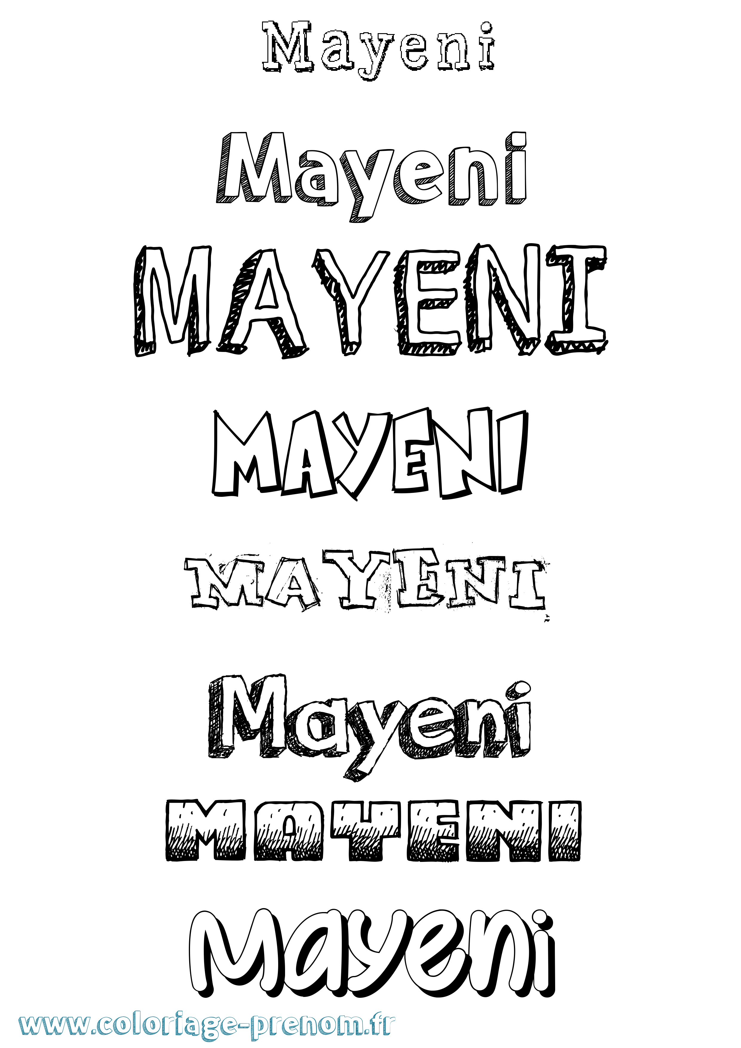 Coloriage prénom Mayeni Dessiné