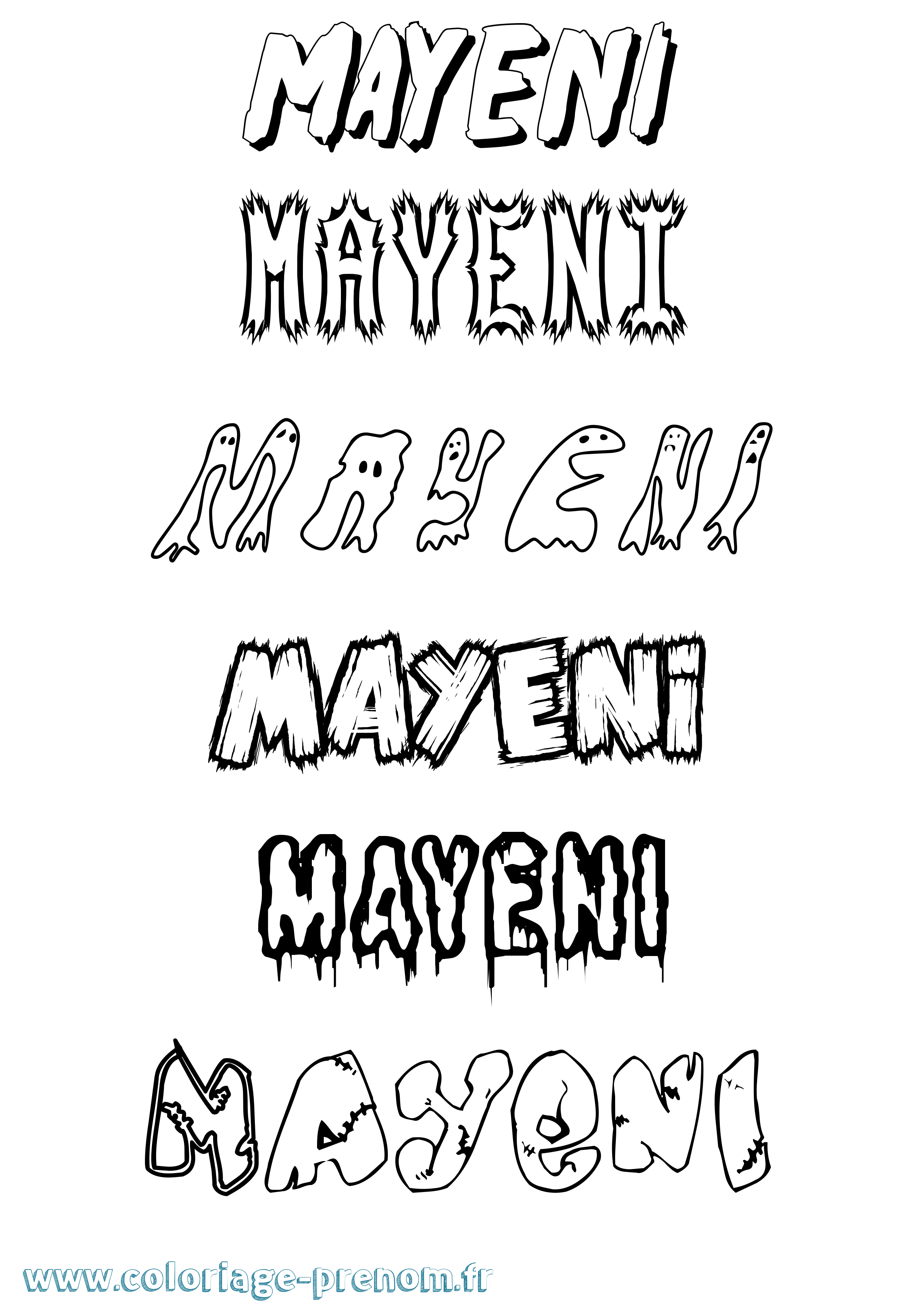 Coloriage prénom Mayeni Frisson