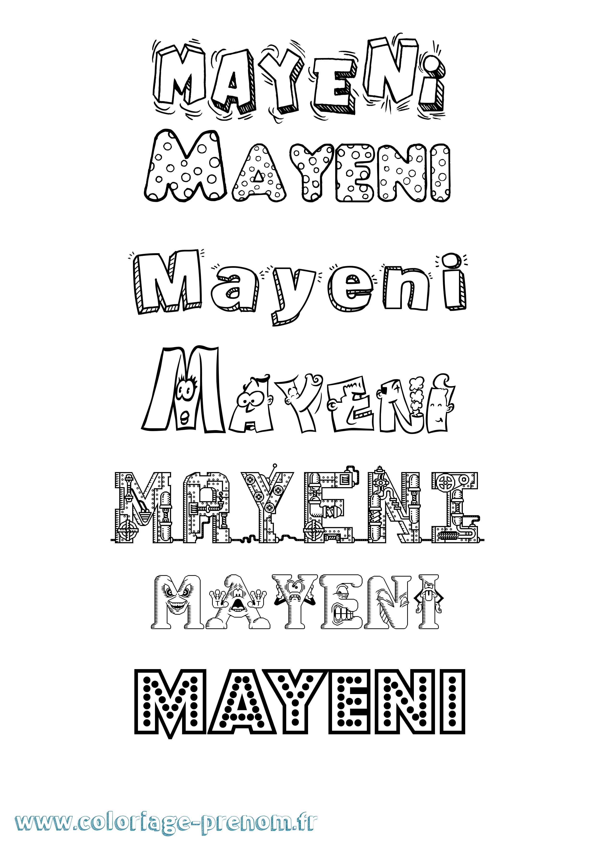 Coloriage prénom Mayeni Fun