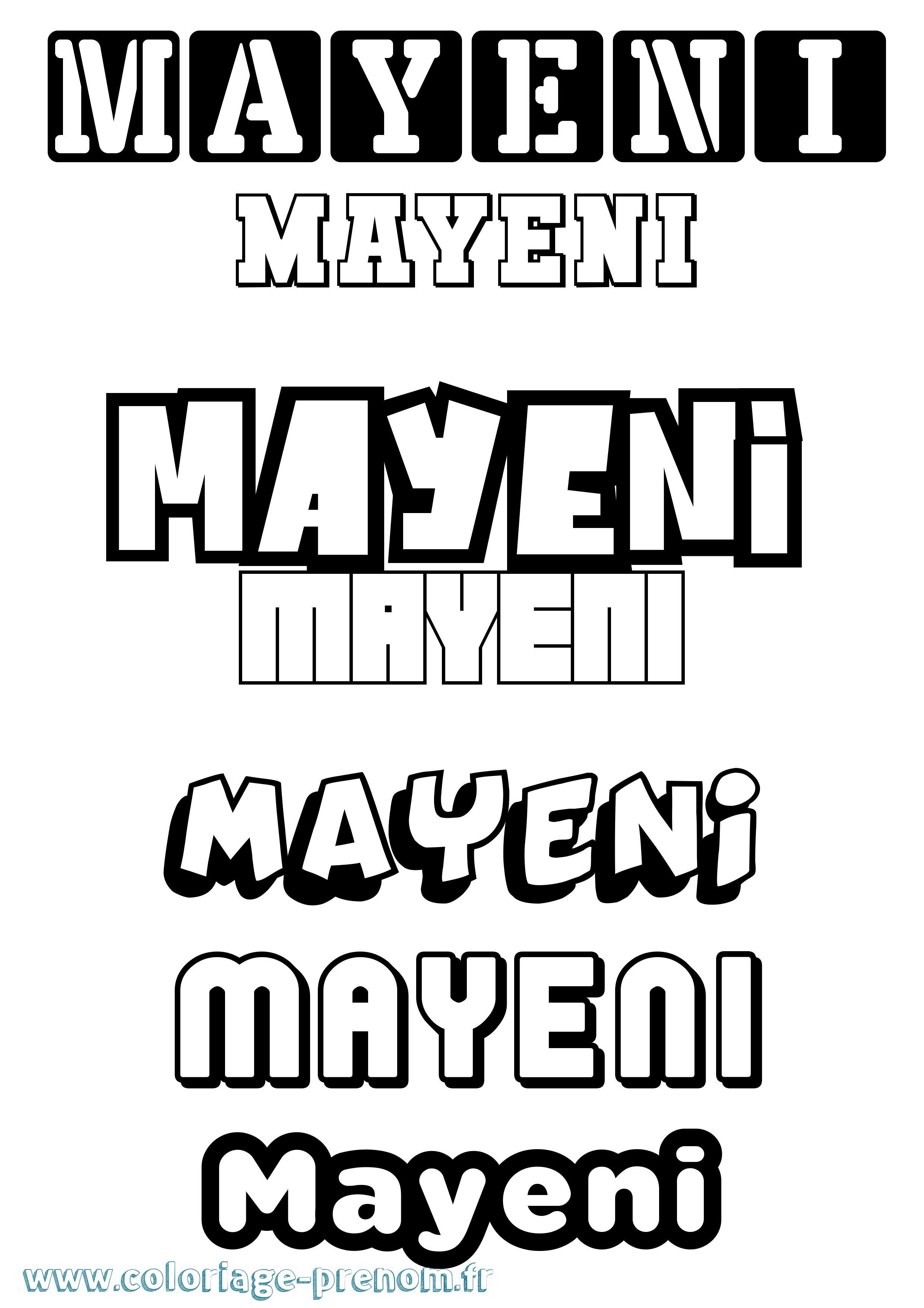 Coloriage prénom Mayeni Simple