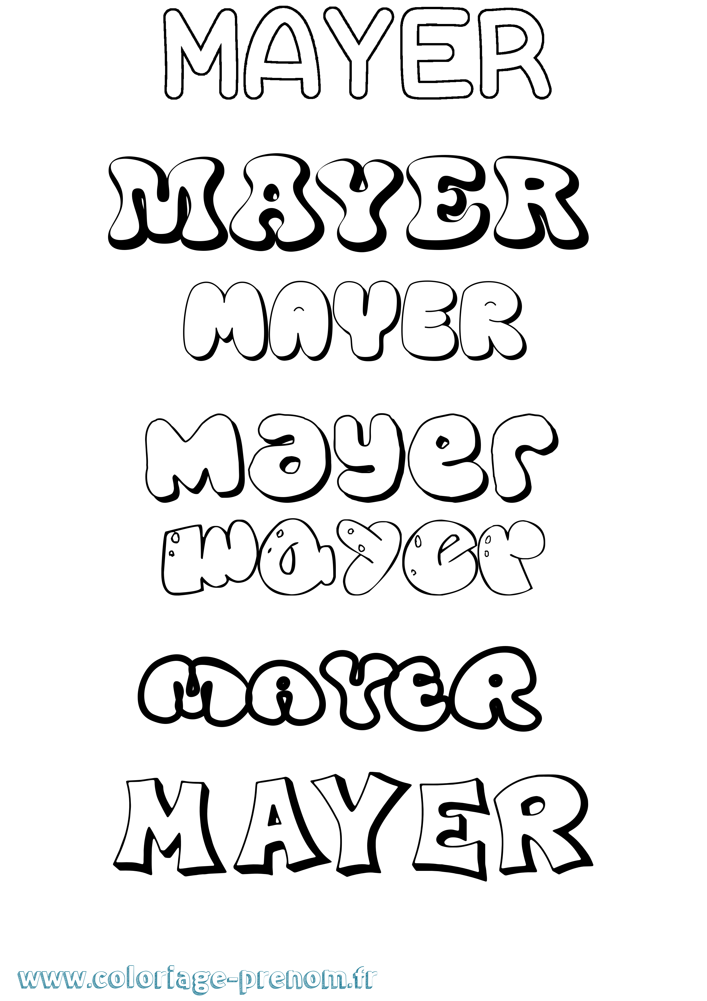 Coloriage prénom Mayer Bubble