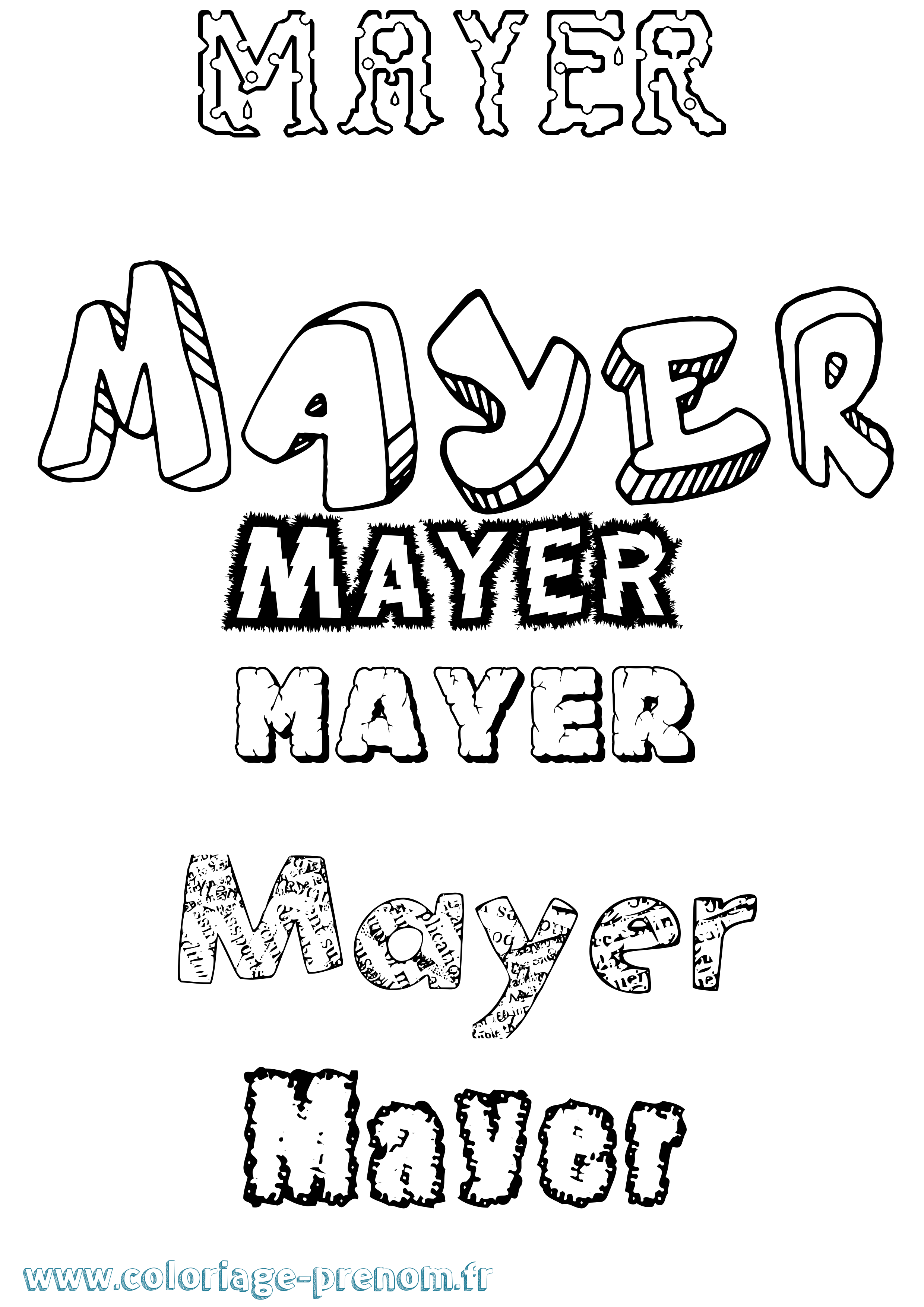Coloriage prénom Mayer Destructuré